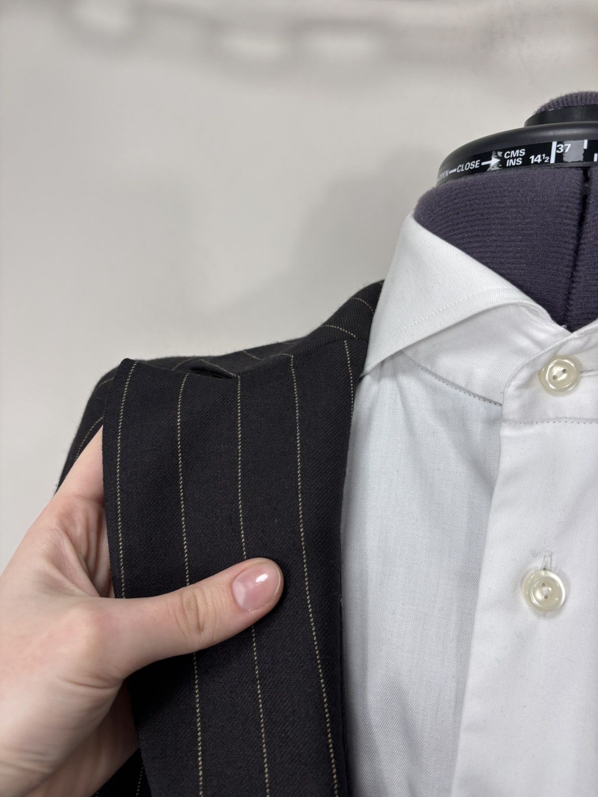 Armani Collezioni Armani Collezioni Women’s Brown Pinstripe Wool Power Suit Size L / US 10 / IT 46 - 7 Thumbnail