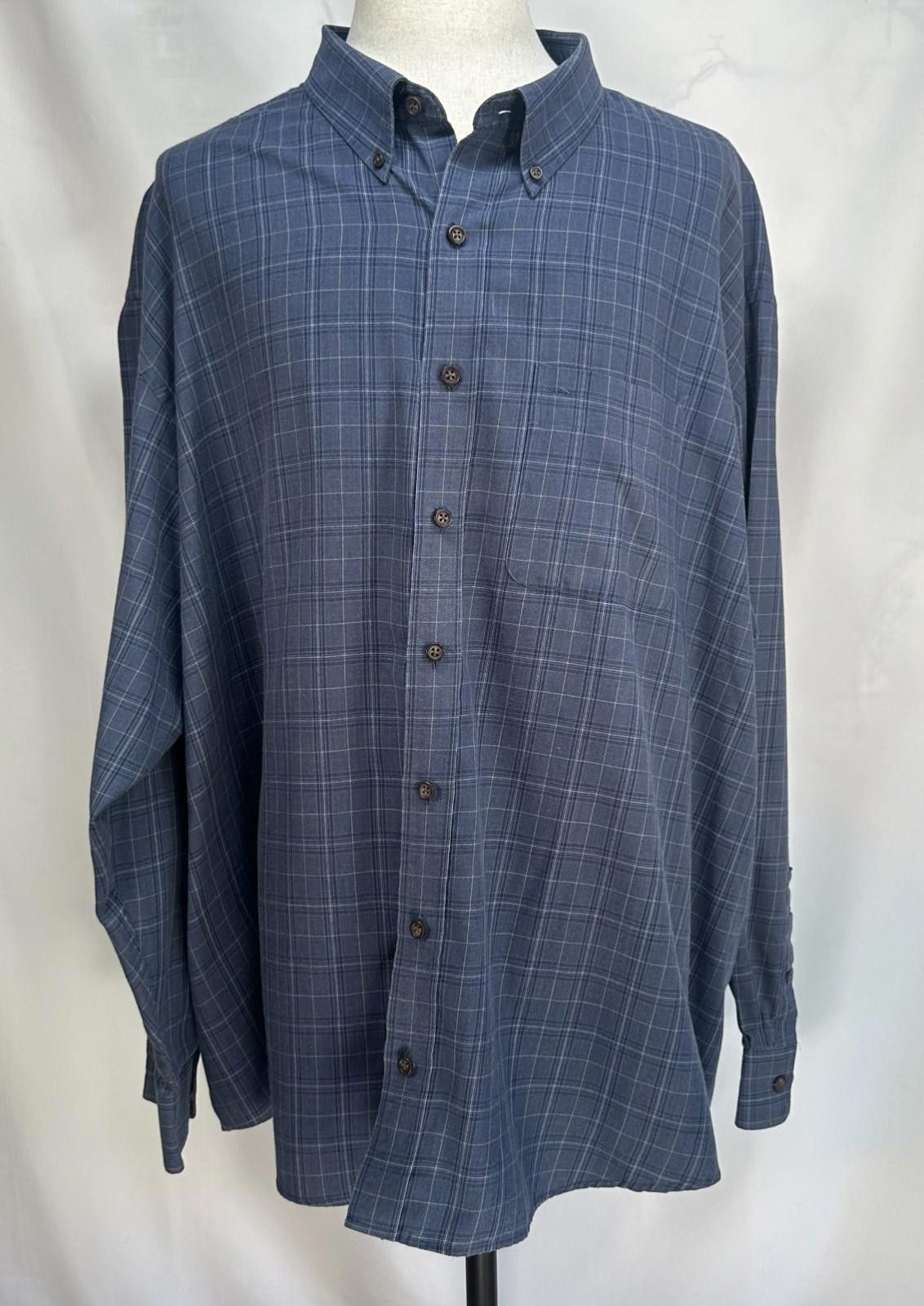 Arrow Arrow 4TG/4XG/21-21.5 Blue Check Button Down Oxford Size 54R - 1 Thumbnail