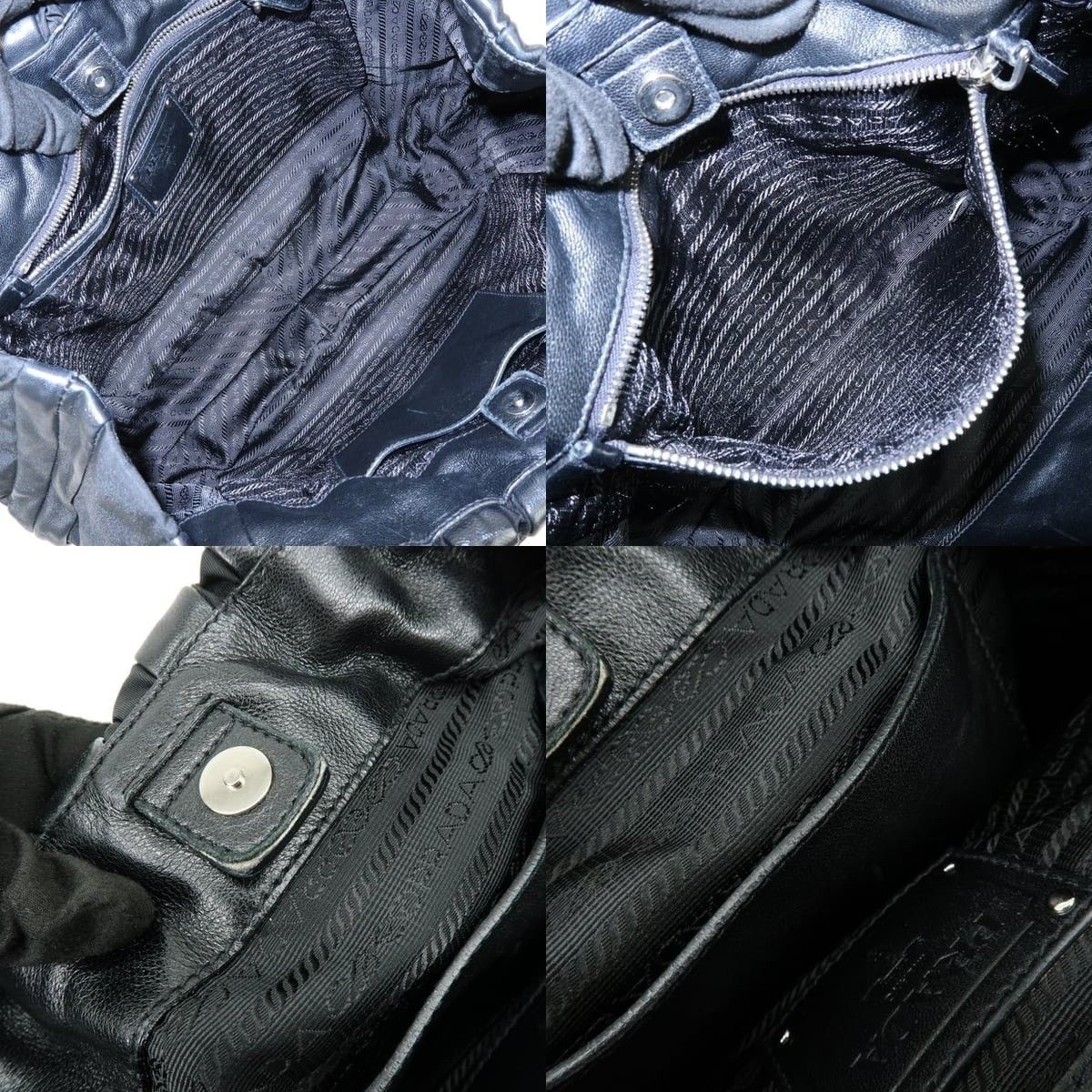 Prada Prada Logo Leather & Nylon Shoulder Bag Black Size ONE SIZE - 7 Thumbnail