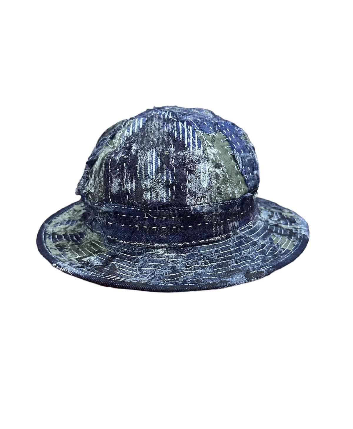 Handmade Denim bucket hat boro design custom Size ONE SIZE - 1 Thumbnail