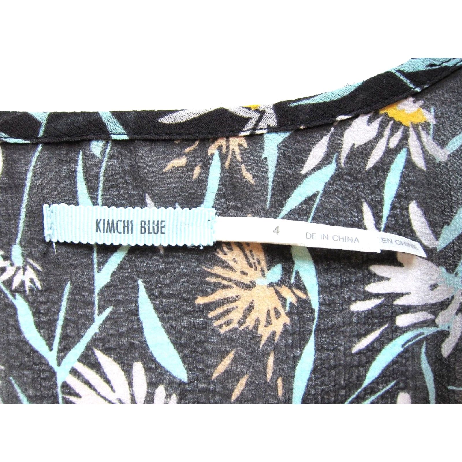 Vintage Kimchi Blue Black Floral Daisy Sheer Fit Flare Long Sleeve Blouse 4 Size S / US 4 / IT 40 - 3 Thumbnail