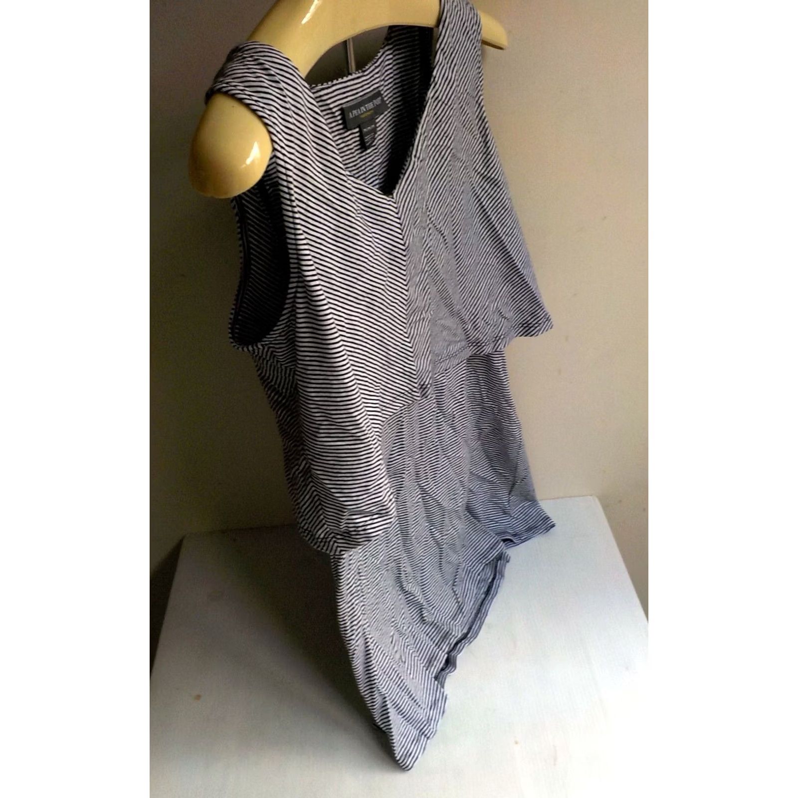 Vintage A PEA IN THE POD Sleeveless Striped Maternity V-Neck Mini Dress Black/White M NWT Size M / US 6-8 / IT 42-44 - 4 Thumbnail