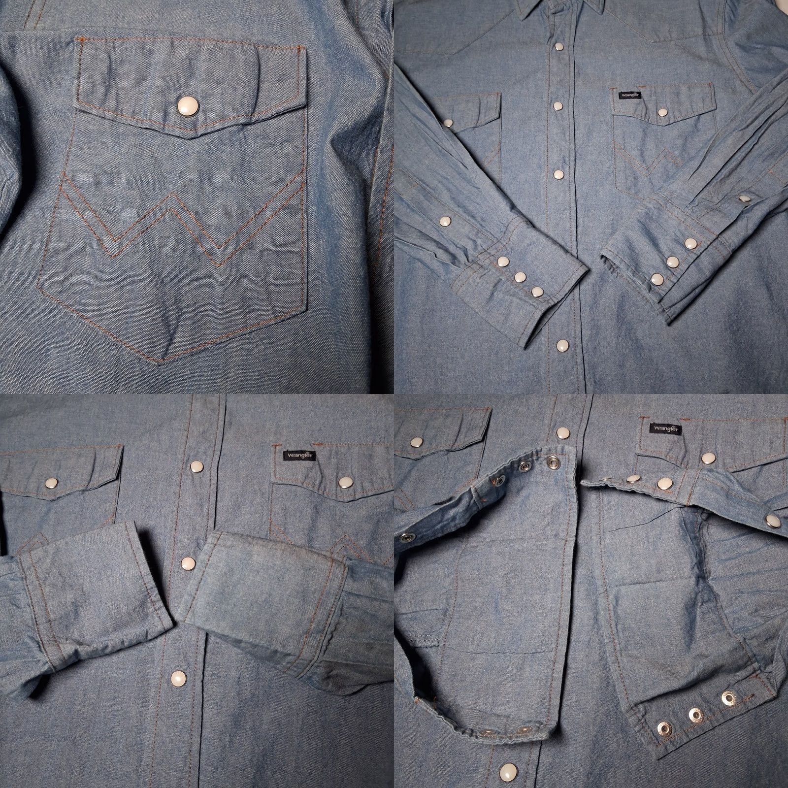 Wrangler Wrangler Western Wear Shirt Men M Blue Chambray Pearl Snap Ranch Rodeo Size US M / EU 48-50 / 2 - 9 Thumbnail