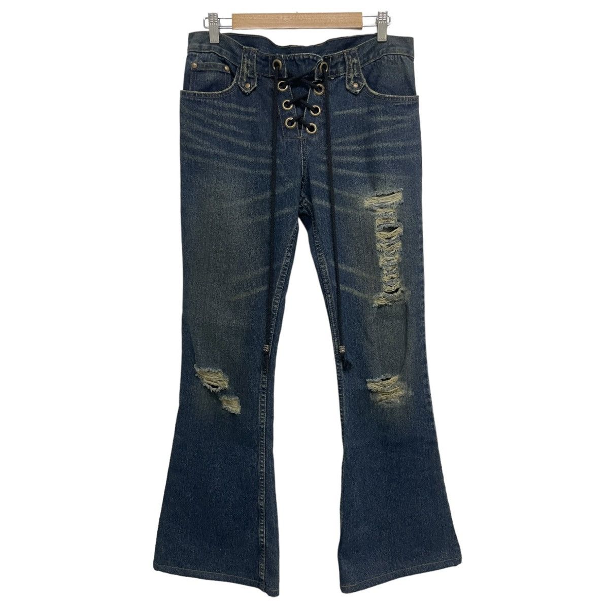 Image of If Six Was Nine x Le Grande Bleu L G B Veronica By Led Rechwe Guerilla Cut Denim in Blue (Size 30)