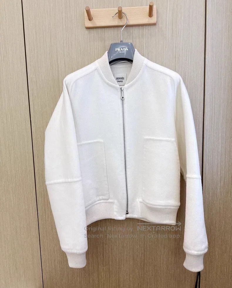 Hermes Hermes 100% Cashmere Overcoat Baseball Jacket Back Embroid Size XS / US 0-2 / IT 36-38 - 1 Thumbnail