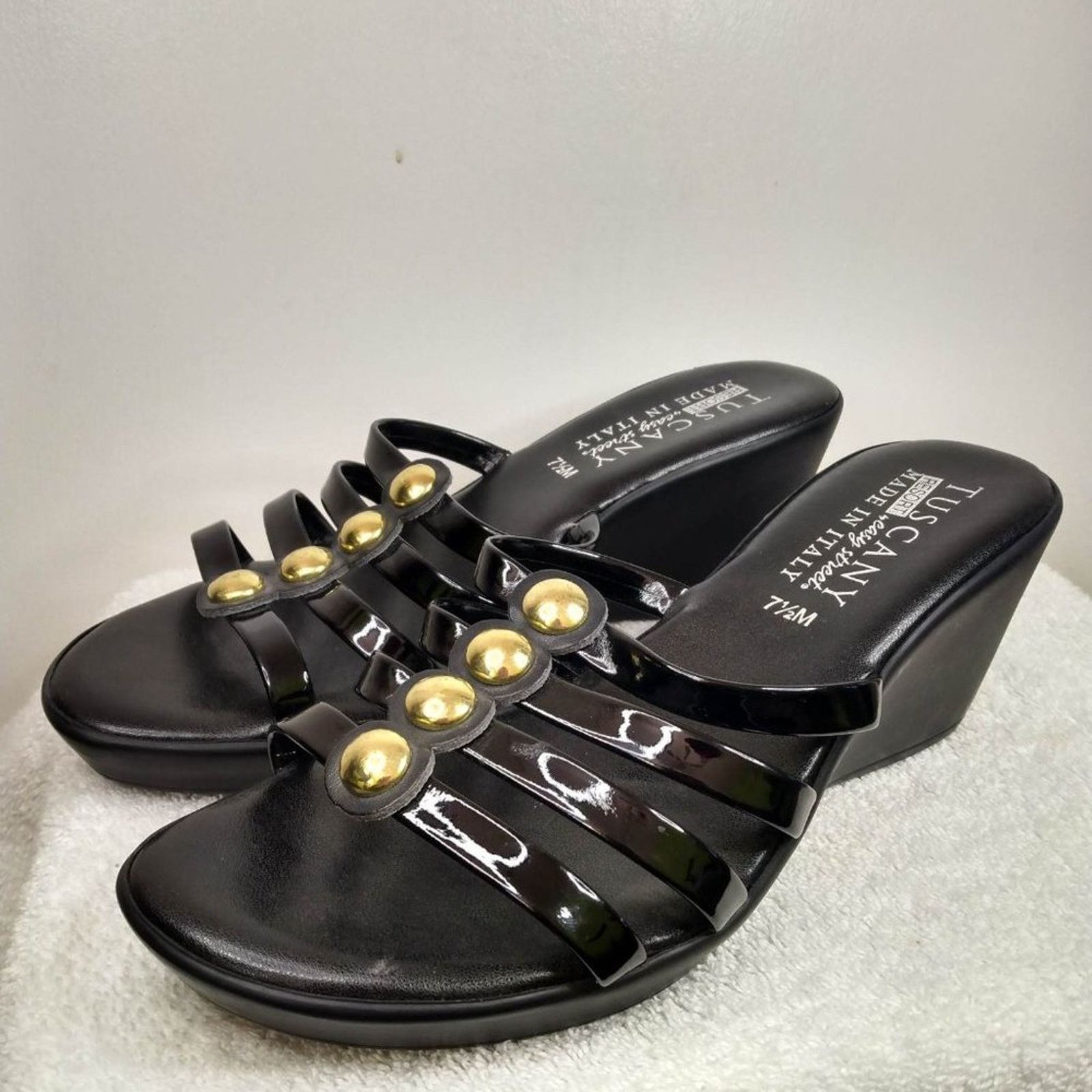 Other Tuscany by easy street Black Wedge Slide Sandals Size 7.5 Size US 7.5 / IT 37.5 - 1 Thumbnail