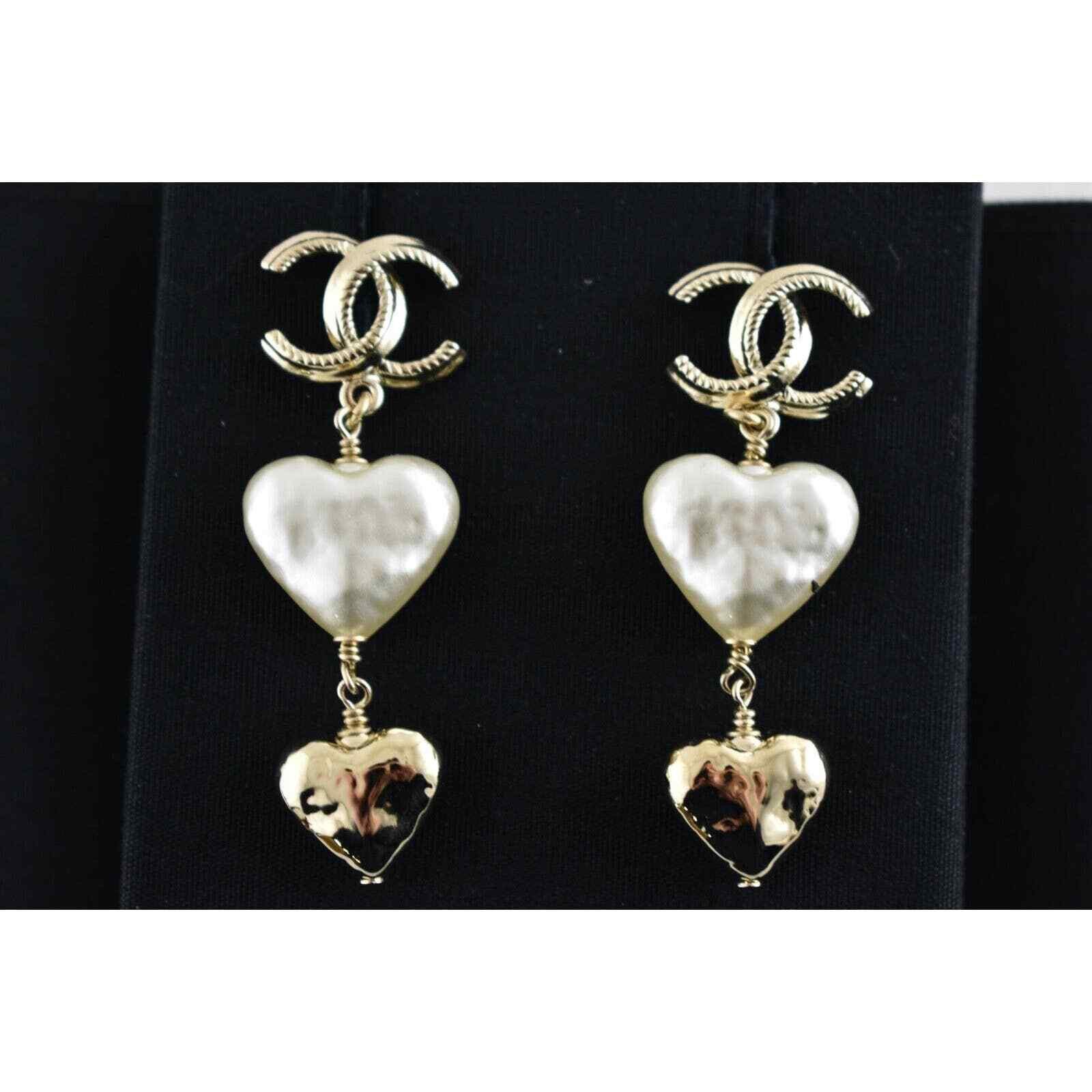 Chanel Chanel Shape Gold Pearl Statement Stud Drop Long Earring Size ONE SIZE - 8 Thumbnail