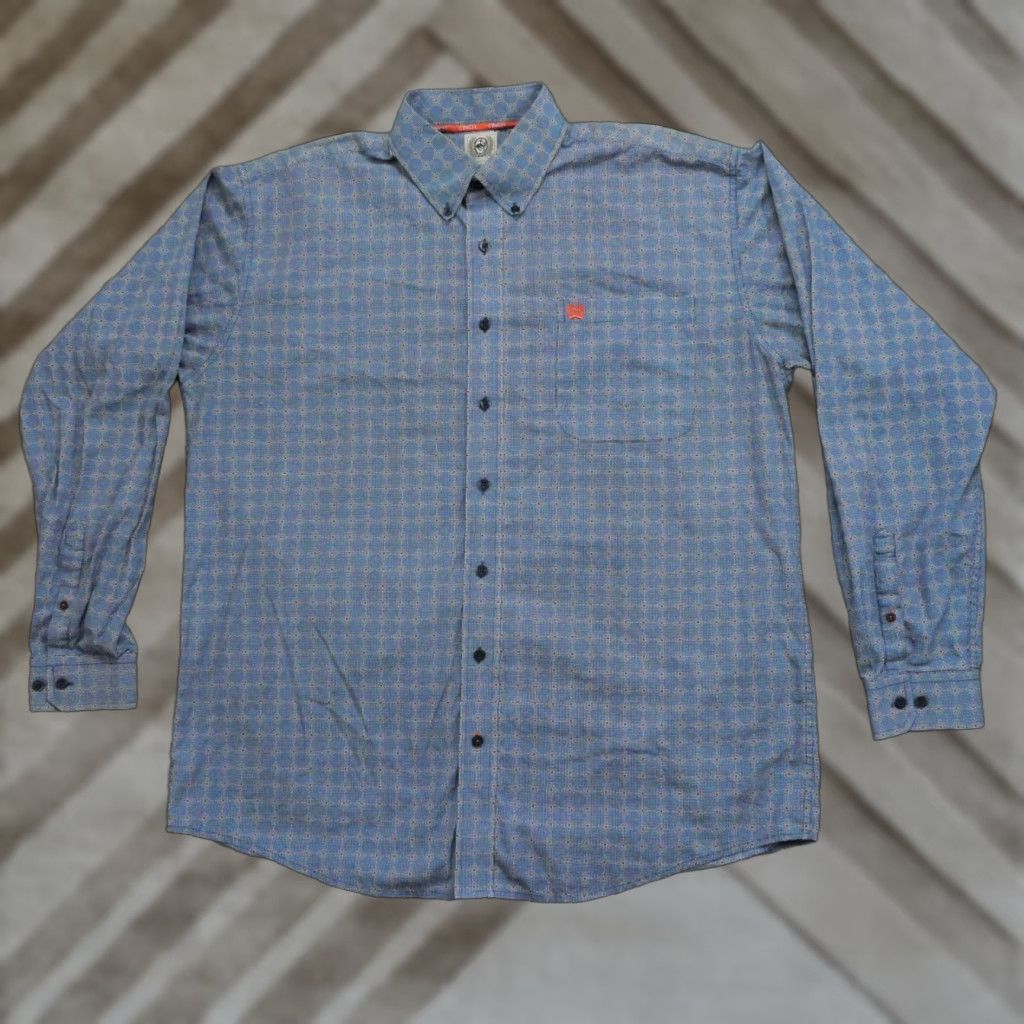 Vintage Cinch Shirt Mens L Blue Geometric Button-Up Long Sleeve Country Size US L / EU 52-54 / 3 - 1 Thumbnail