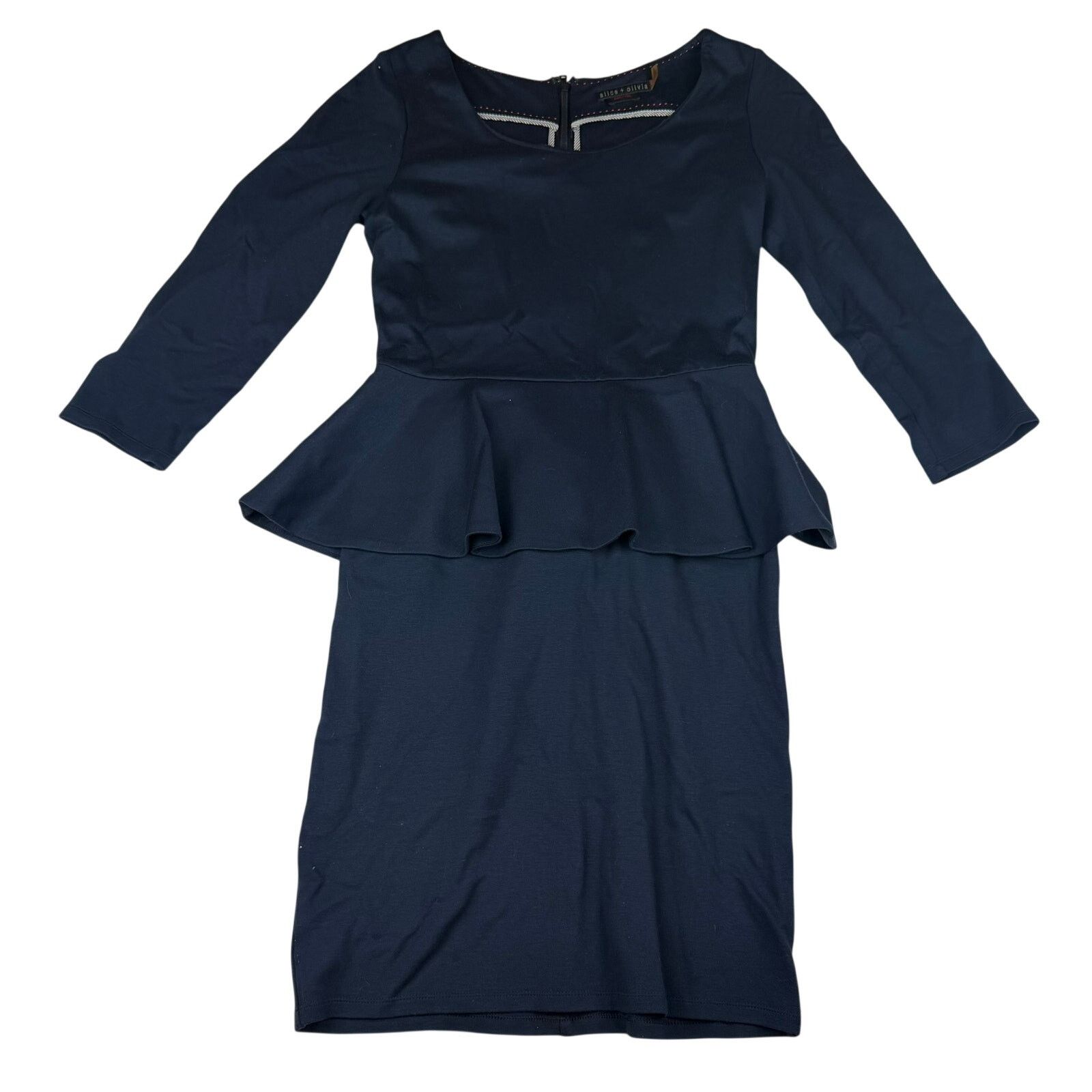 Alice + Olivia Alice + Olivia Navy Peplum Dress Size 10 Size L / US 10 / IT 46 - 1 Thumbnail