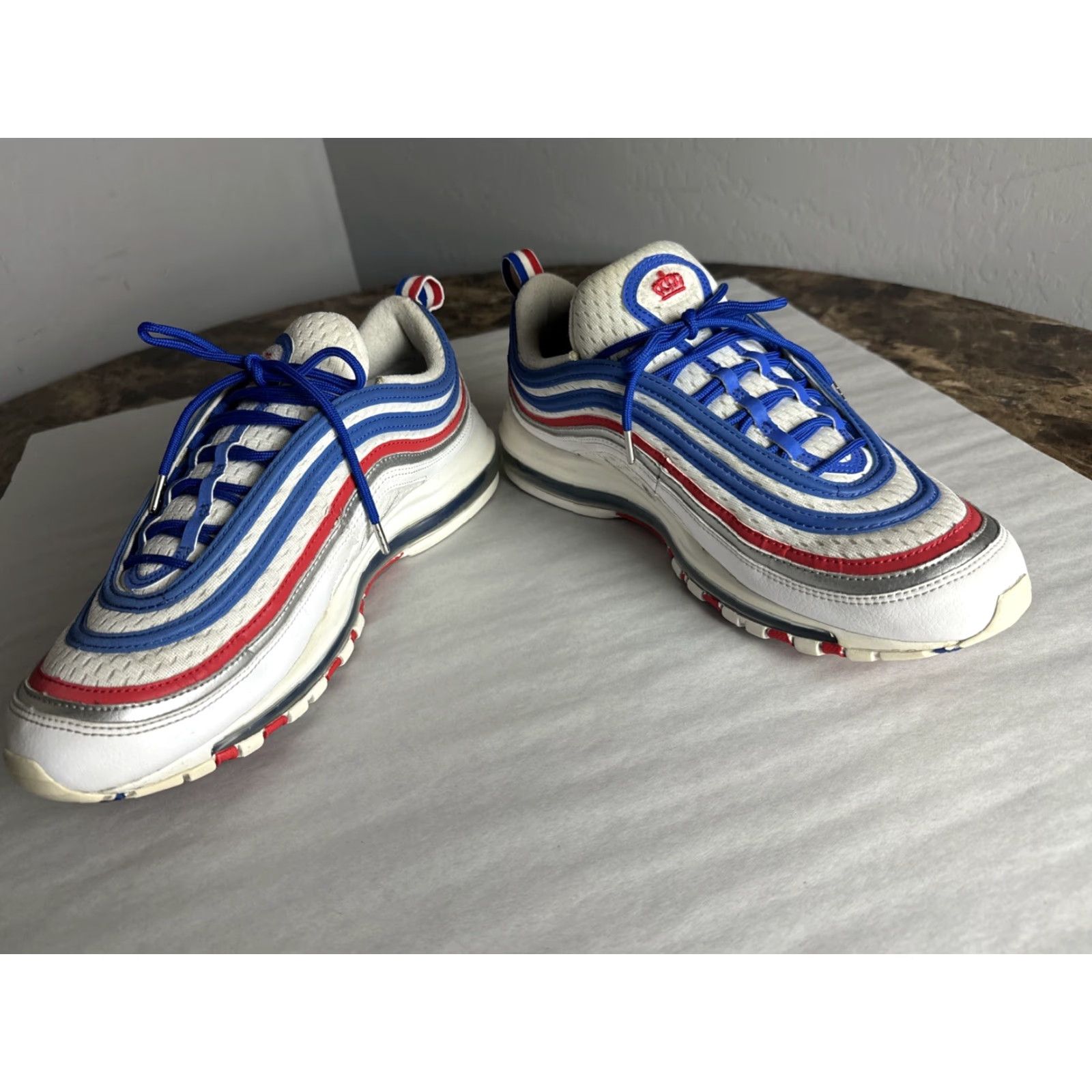 Nike VINTAGE Nike Air Max 97 All Star Jersey Shoes Men 10.5 Red White Blue Stars Sneaker Nike Air Max 97 Men's Shoes Size US L / EU 52-54 / 3 - 6 Thumbnail