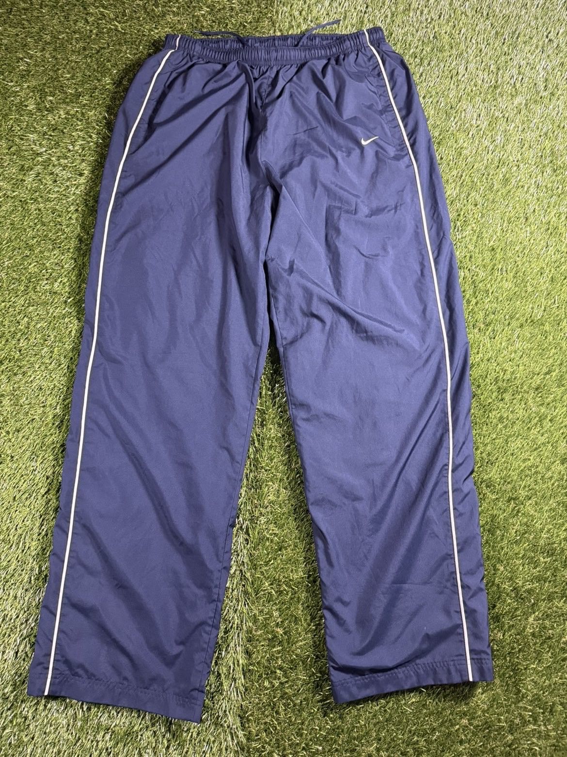 Nike Vintage 90’s Stripped Blue Nike Nylon Baggy Track Pants Size US 34 / EU 50 - 1 Thumbnail