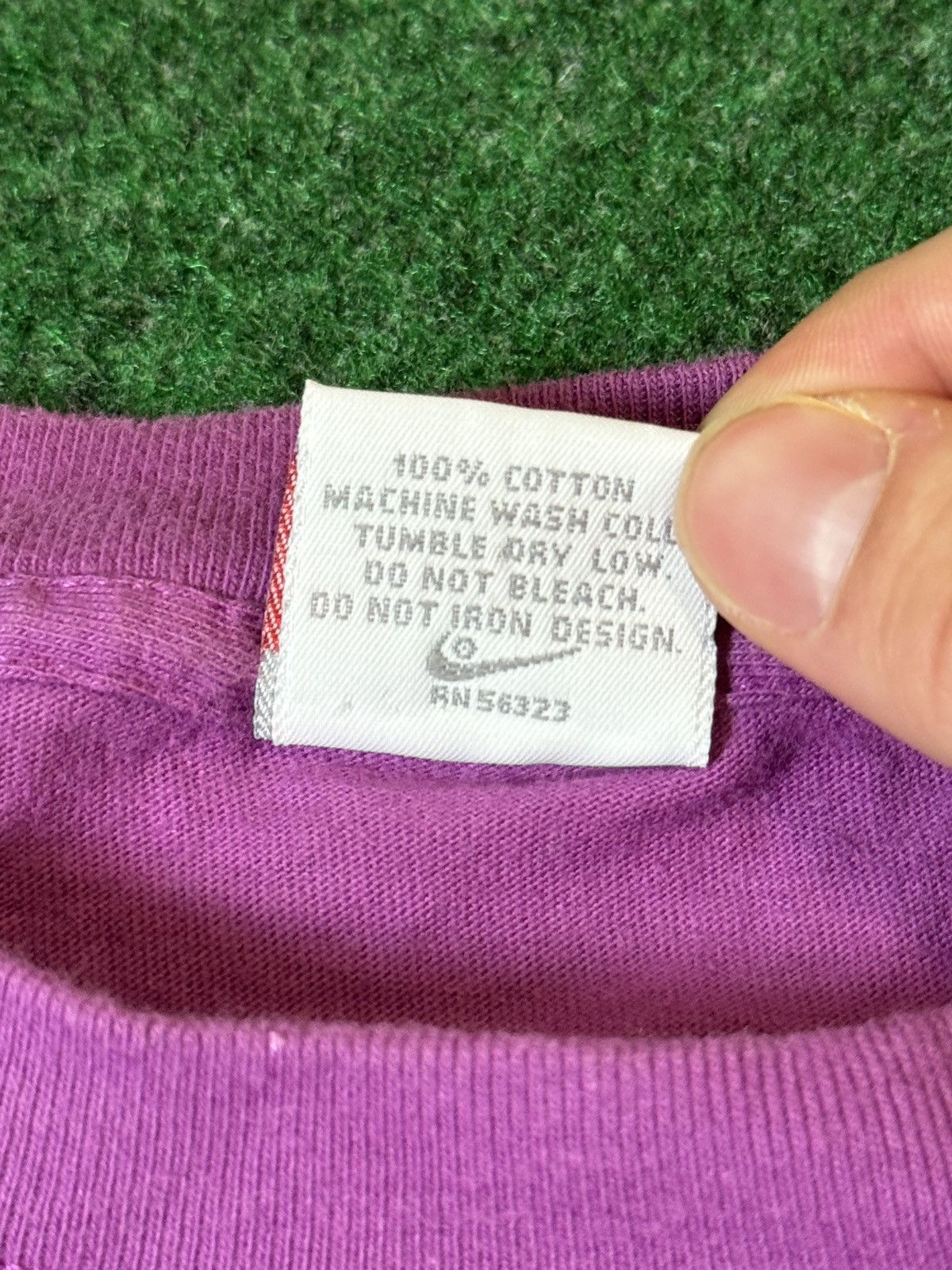 Nike × Vintage Vintage 80s 90s Nike Purple Single Stitch Gray Tag T Shirt Size US XL / EU 56 / 4 - 4 Thumbnail