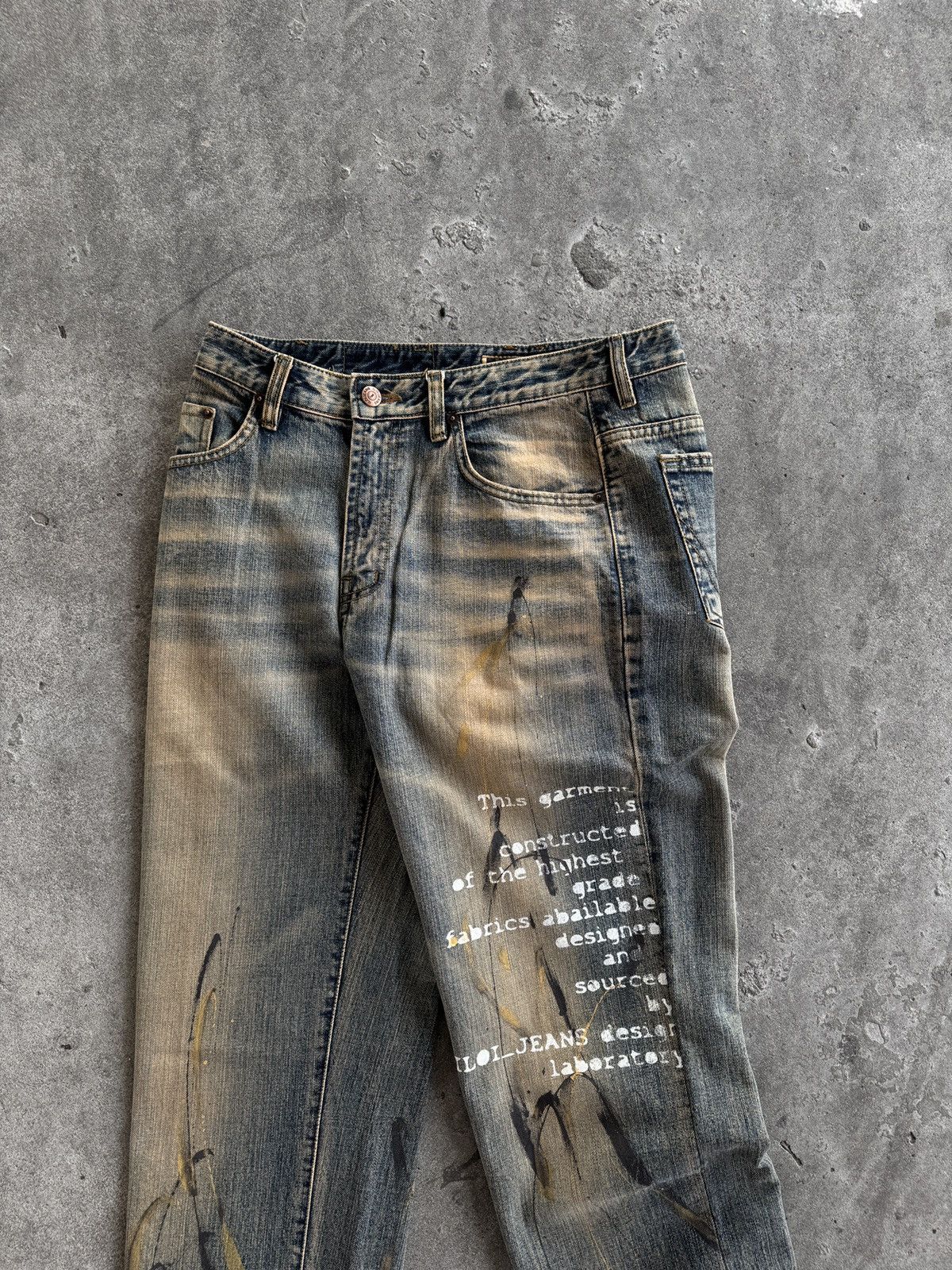 Japanese Brand Iloi Jeans Distressed Mudwash Splatter Denim Pants Size US 31 - 3 Thumbnail