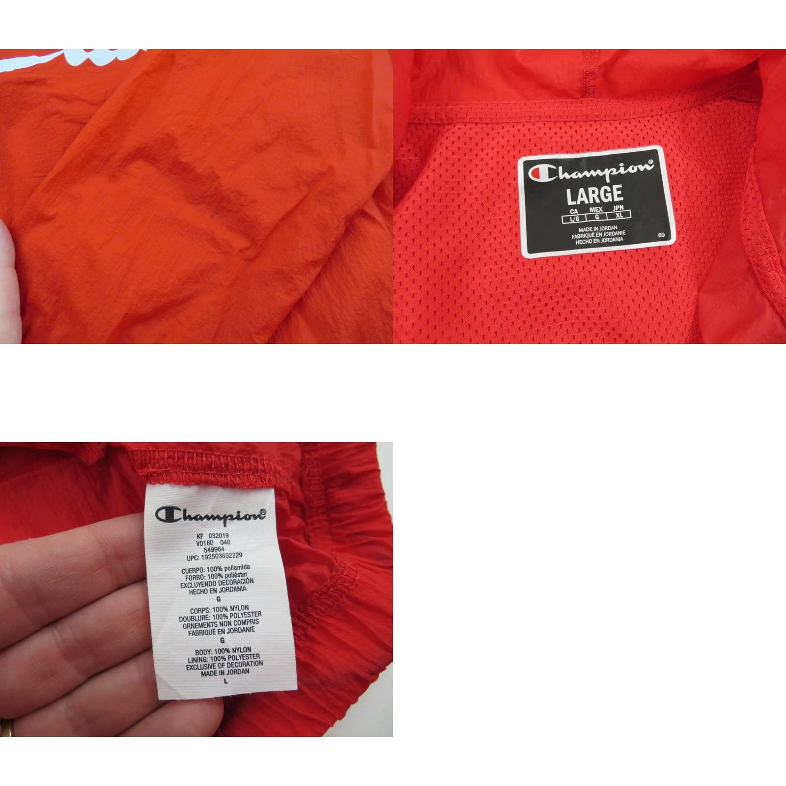 Champion VINTAGE Champion Anorak Jacket Mens Large Red 90s Y2K Windbreaker Rain Coat Running Size US L / EU 52-54 / 3 - 8 Thumbnail
