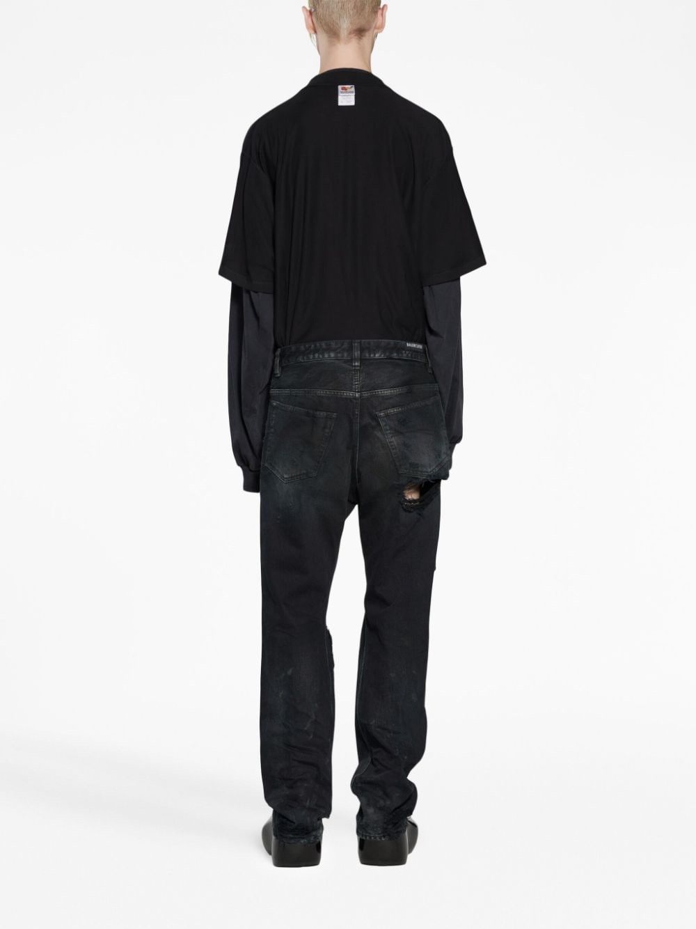 Balenciaga o1s1rm0925 Medium Fit Ripped Pants in Black Size US 34 / EU 50 - 4 Thumbnail