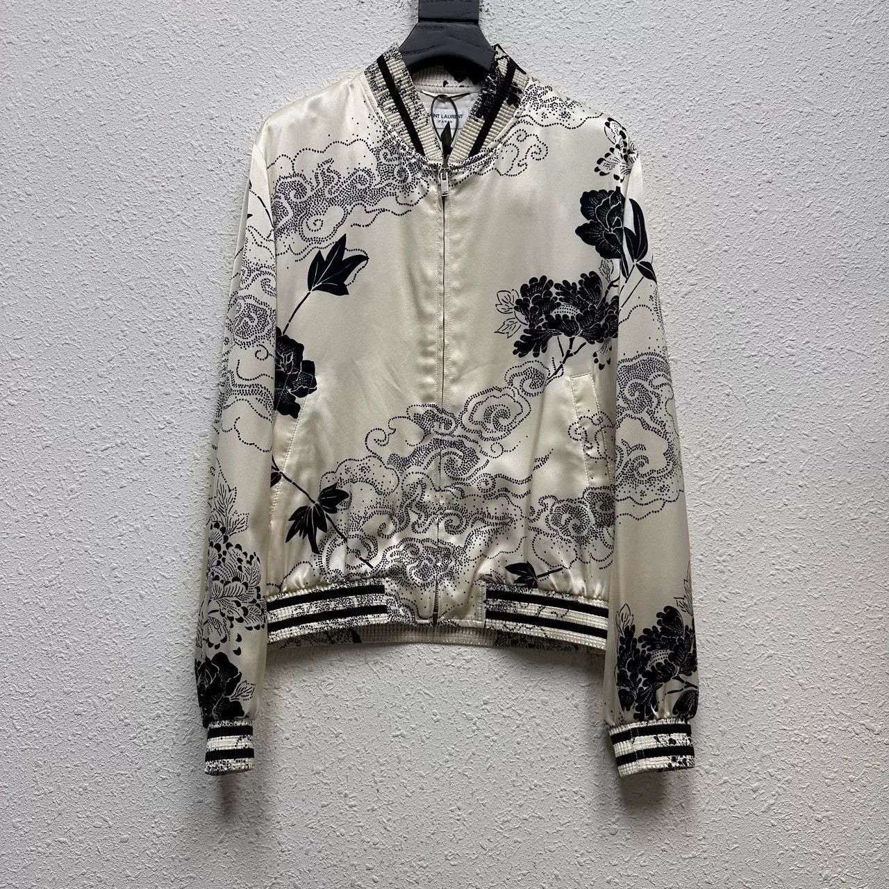 Saint Laurent Paris saint laurent silk baseball jacket with print Size US L / EU 52-54 / 3 - 1 Thumbnail