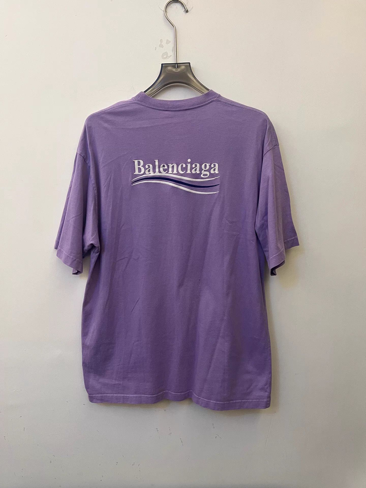 Balenciaga Balenciaga Logo Crew Short-Sleeve T-Shirt Purple M Unisex Size US M / EU 48-50 / 2 - 3 Thumbnail