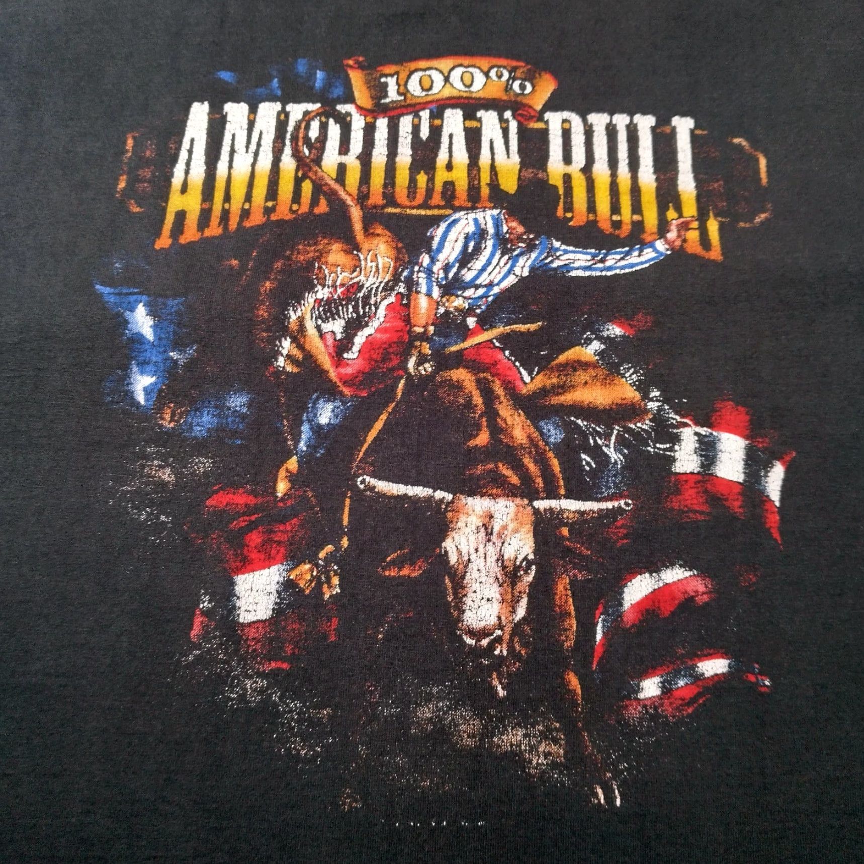 Fruit Of The Loom American Bull Rider Shirt Men XL Black Short Sleeve Rodeo Cowboy Western Size US XL / EU 56 / 4 - 3 Thumbnail