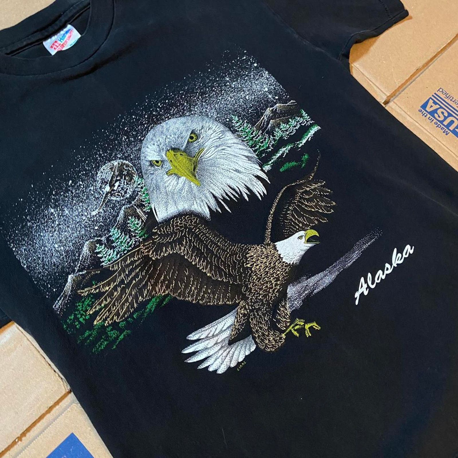 Hanes Vintage 90s alaska t shirt single stitch eagle Size US M / EU 48-50 / 2 - 2 Thumbnail