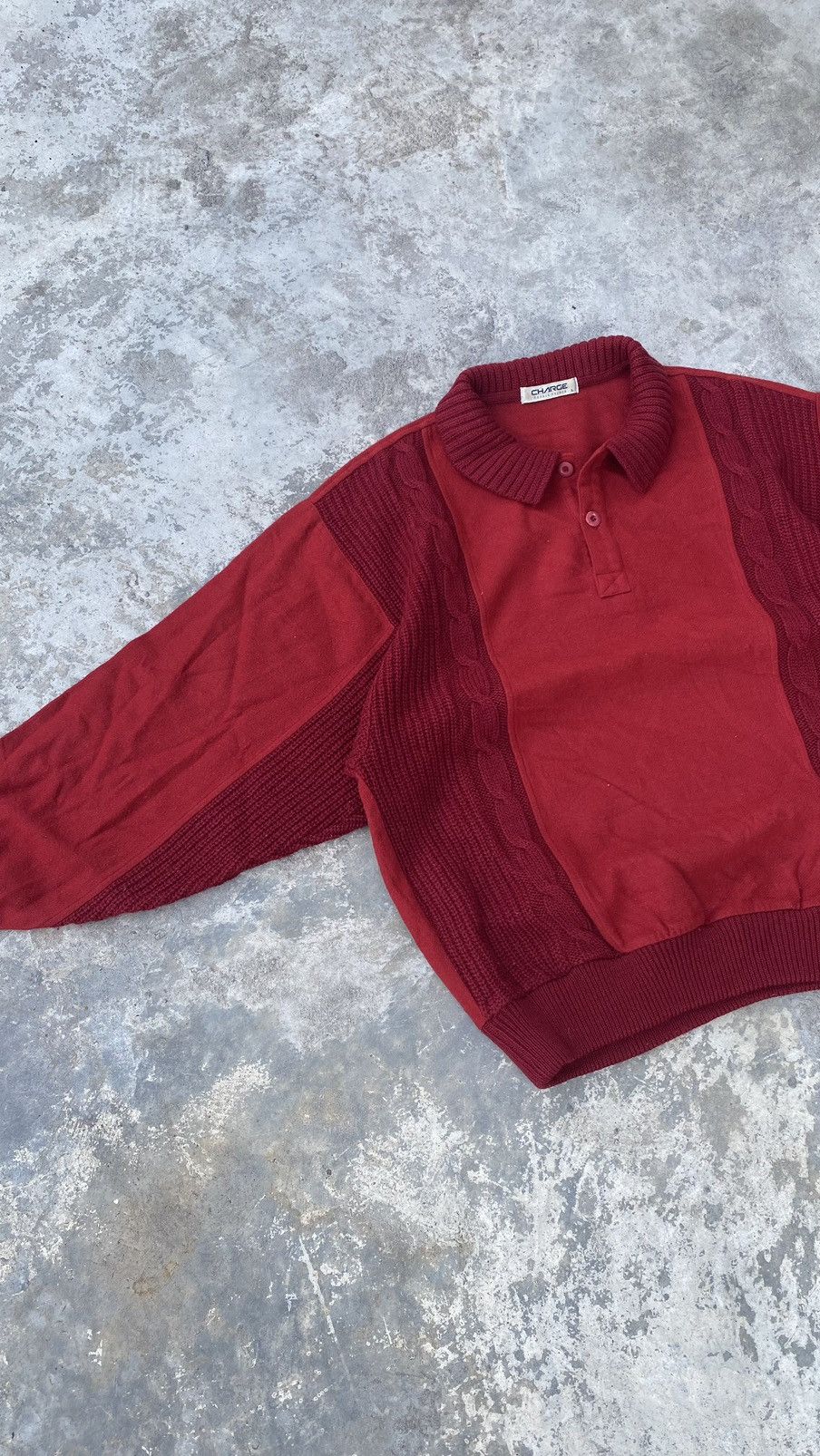 Designer × Vintage Charge by Arnold Palmer Cable Knit Collar Sweater 90s Size US L / EU 52-54 / 3 - 6 Thumbnail