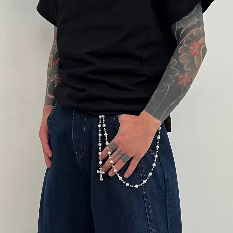 Jewelry Creative Cross Pendant Imitation Pearl Wallet Chain Size ONE SIZE - 2 Thumbnail