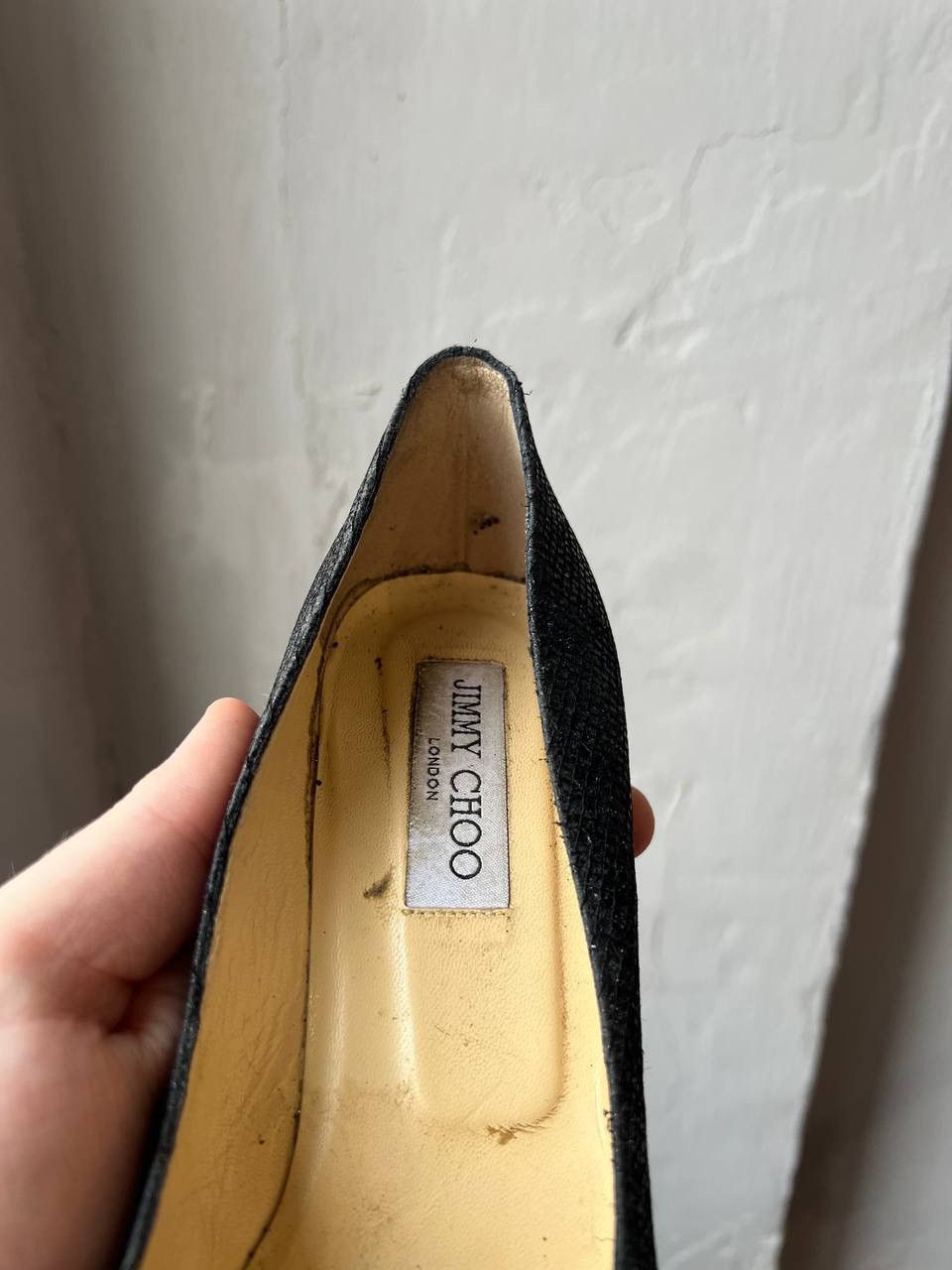 Jimmy Choo JIMMY CHOO LONDON BLACK GLITTER LOVE POINTED PUMPS HEELS 40 Size US 10 / IT 40 - 14 Thumbnail