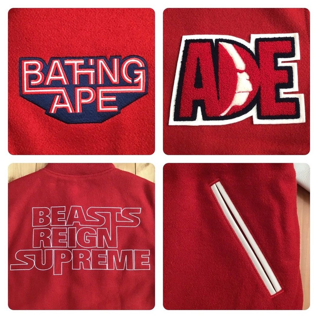 Bape × Nigo BAPE Sleeve Leather Varsity Jacket BEASTS REIGN SUPREME NIGO Size US XL / EU 56 / 4 - 4 Thumbnail