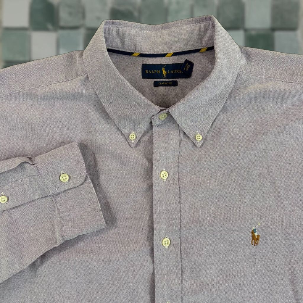 Polo Ralph Lauren Polo Ralph Lauren Classic Fit Oxford Shirt Men 2XL Lavender Purple Button-Up Solid Long Sleeve Casual Travel Ready Mens Size US XXL / EU 58 / 5 - 1 Thumbnail