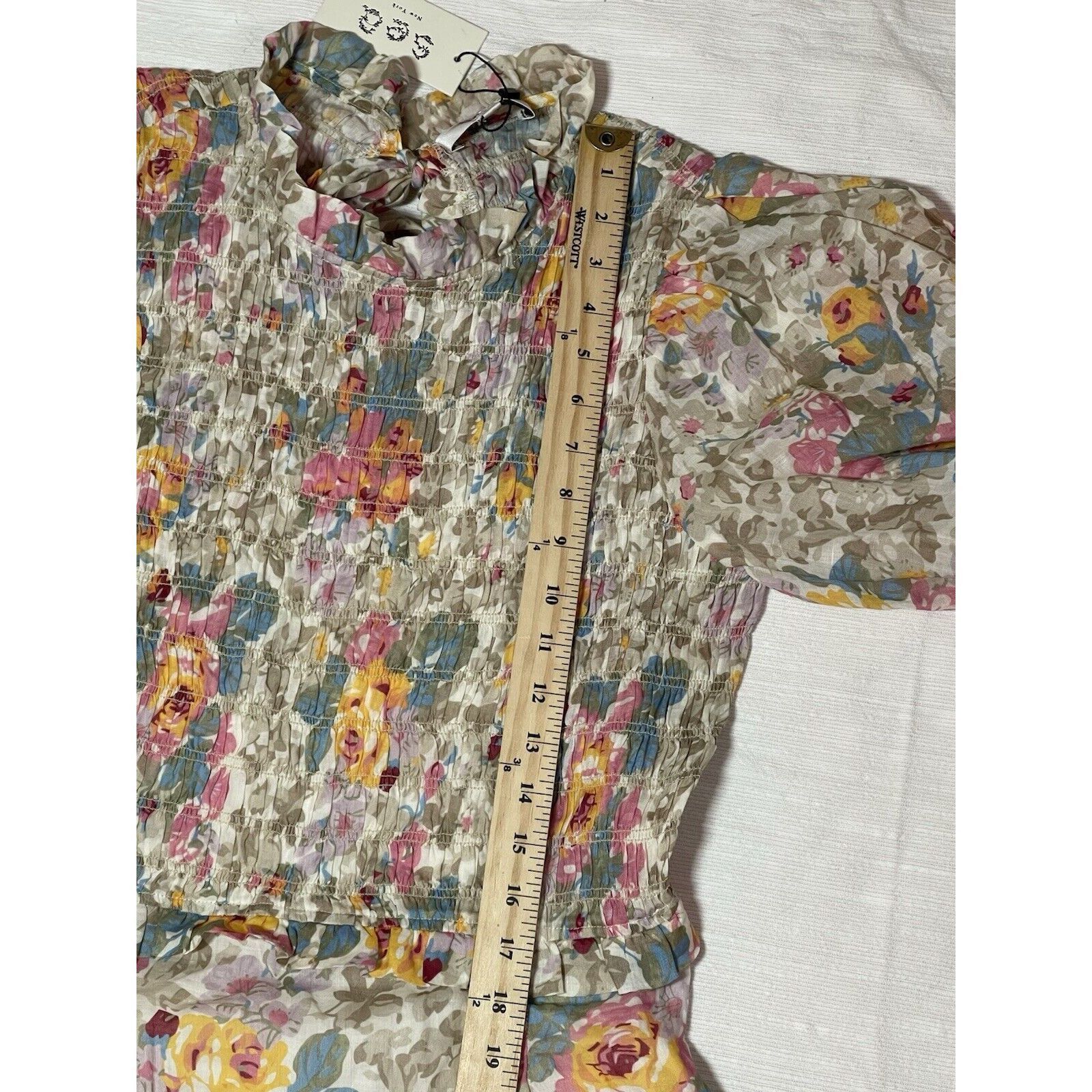 Sea New York NWT SEA New York Ines Floral Long Sleeve Smocked Dress Ivory Size L / US 10 / IT 46 - 8 Thumbnail