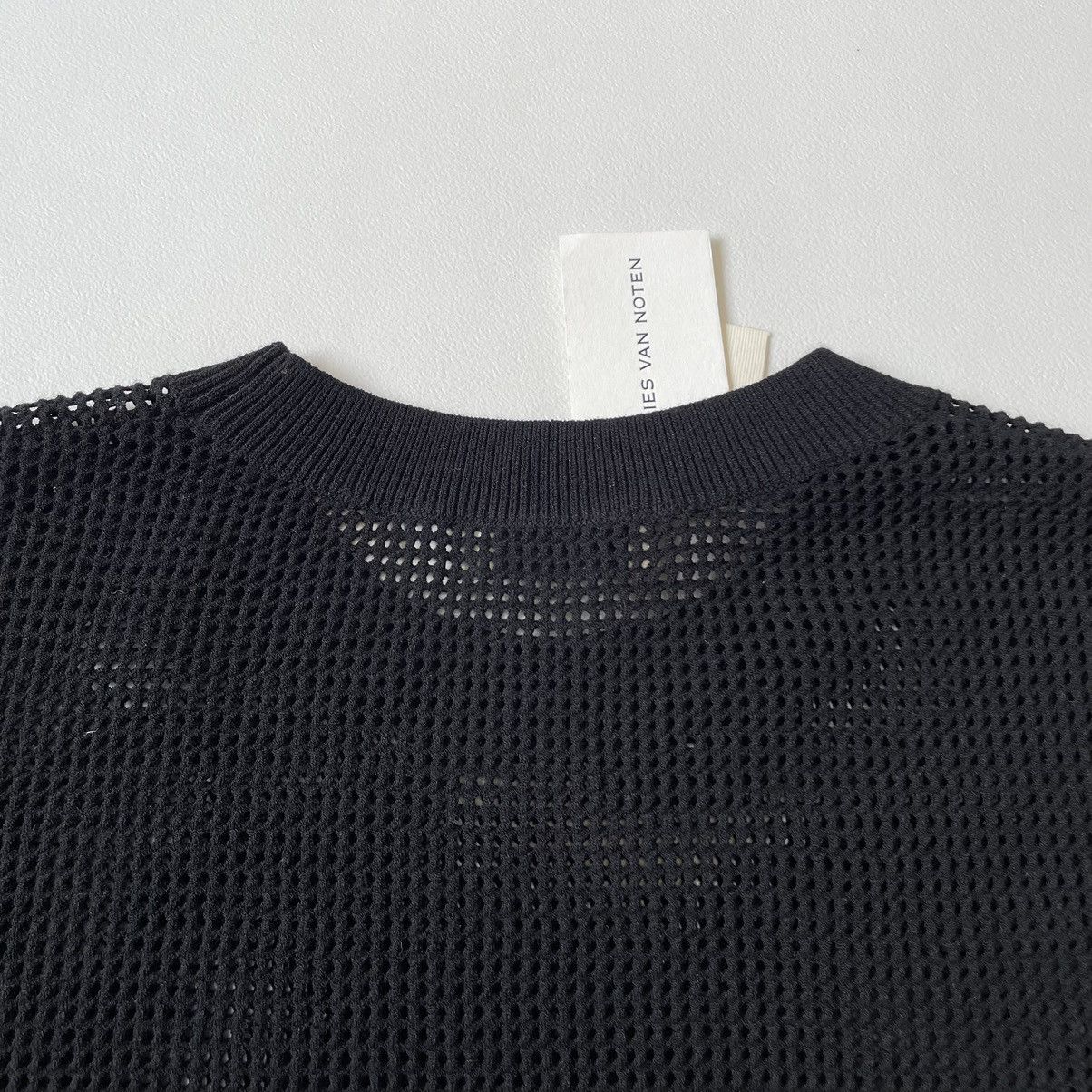 Dries Van Noten Black Tech Mesh Knit Sweater Size US L / EU 52-54 / 3 - 15 Thumbnail