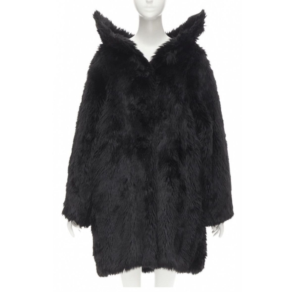 Image of Balenciaga Runway Faux Fur Coat in Black, Women's (Size XS)