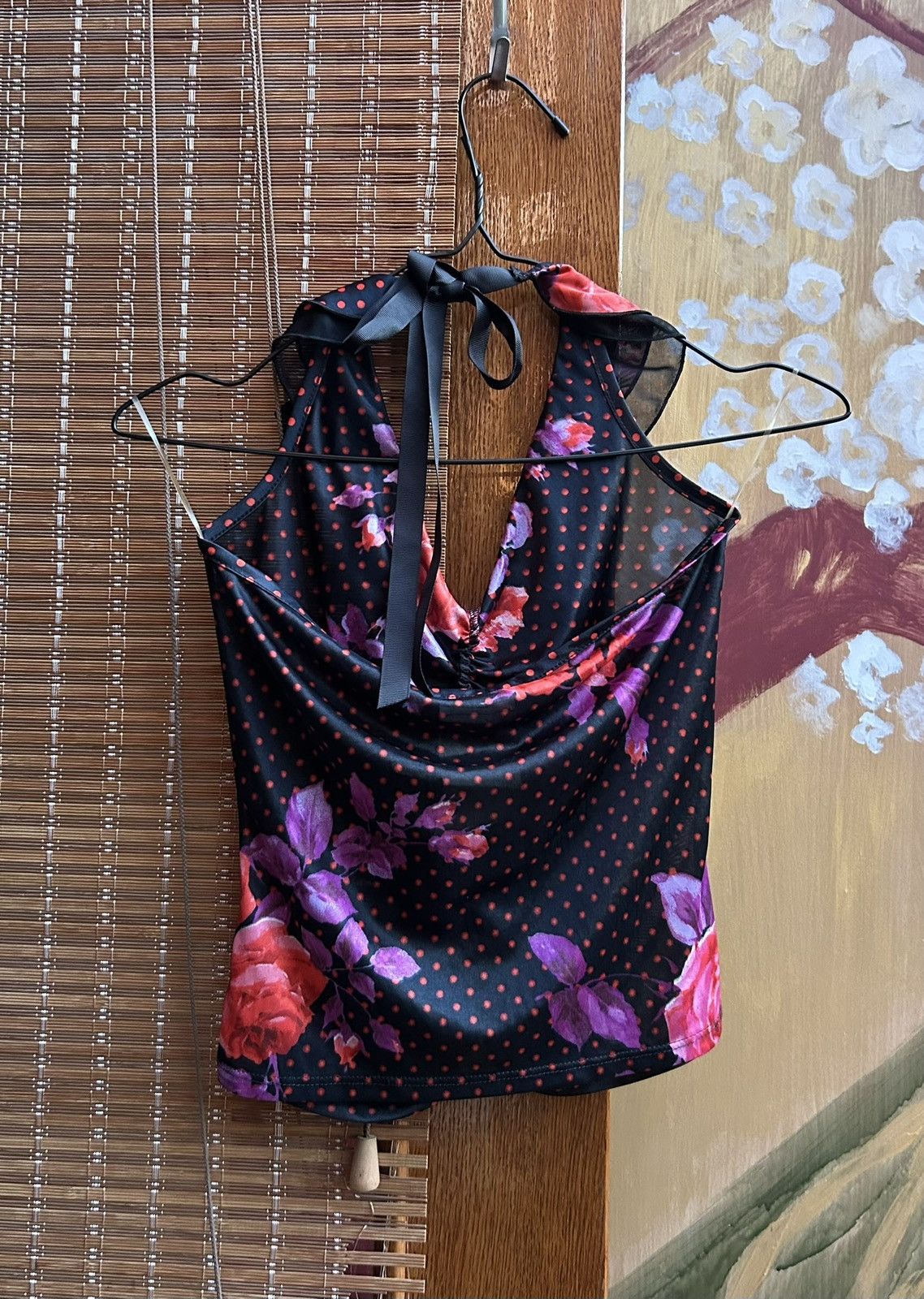 Morgan De Toi Y2K Morgan de Toi Ruffle Halter Neck Floral Polka Dot Top Size S / US 4 / IT 40 - 3 Thumbnail