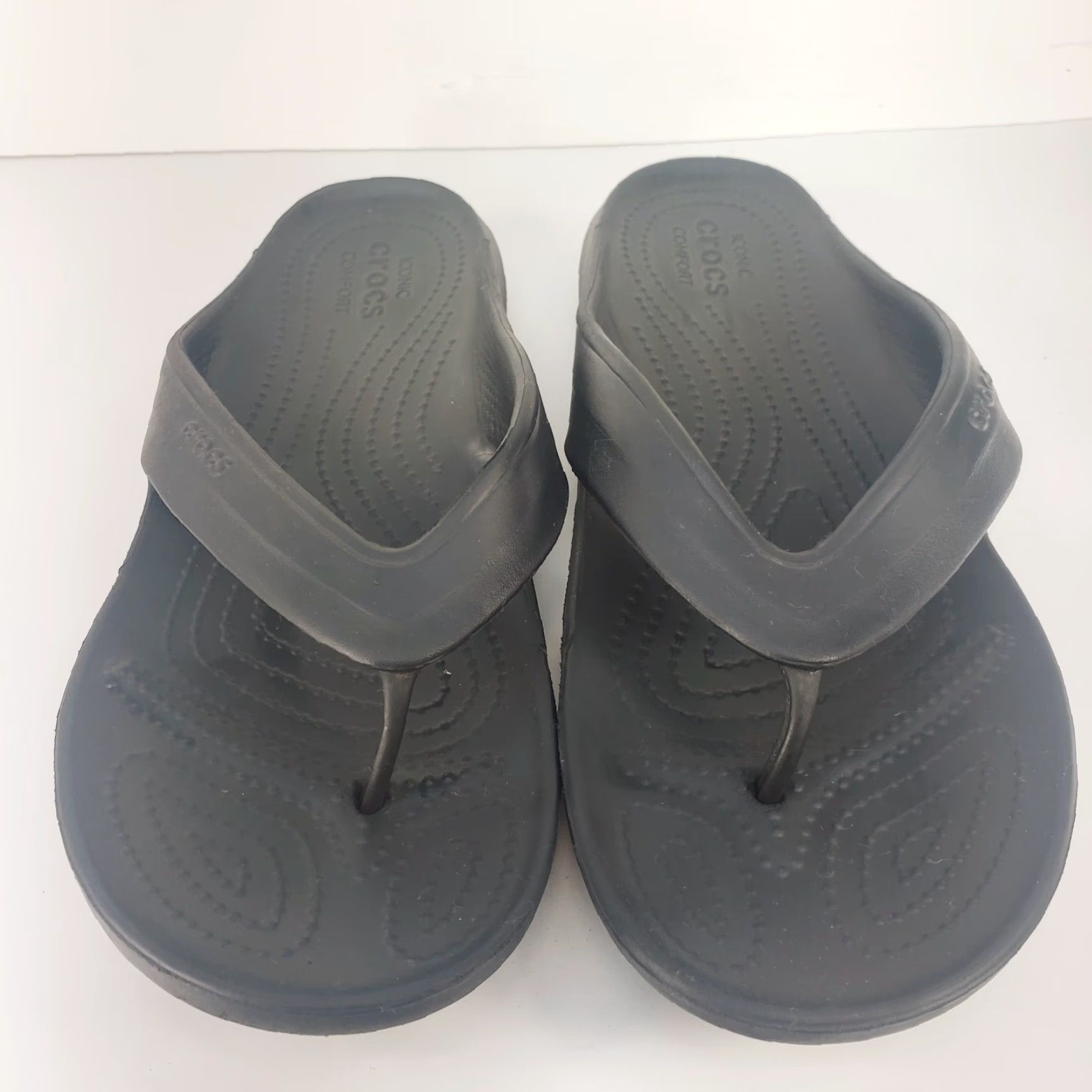 Crocs Crocs Flip Flops Thong Sandals Men's Women's 9 11 Black Comfort Slip On Logo Breathable Lightweight Casual Shoes Size US 9 / IT 39 - 3 Thumbnail