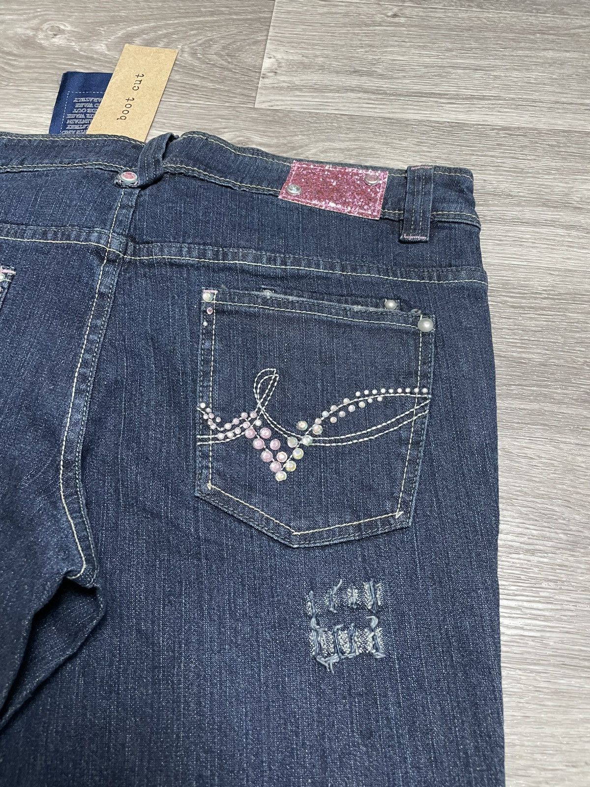 Japanese Brand New Boot Cut Rhinestones Denim Jeans Vintage Y2K 90s Punk Size 38" / US 16 / IT 52 - 19 Thumbnail