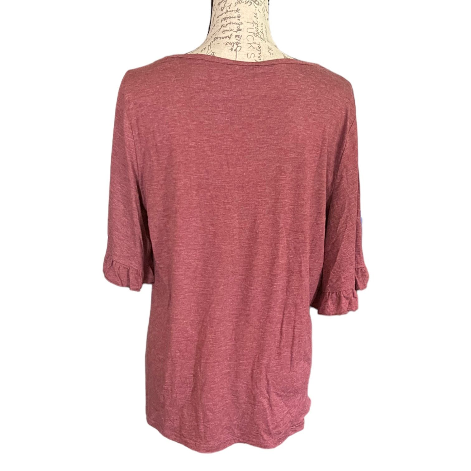 Other Bloomchic Heather Red Ruffle Sleeve Shirt Size 10 Size L / US 10 / IT 46 - 2 Thumbnail