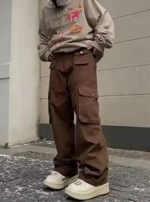 Japanese Brand × Vintage Cargo Pants Brown- Korean Streetwear Style Pants Size US 32 / EU 48 - 2 Thumbnail