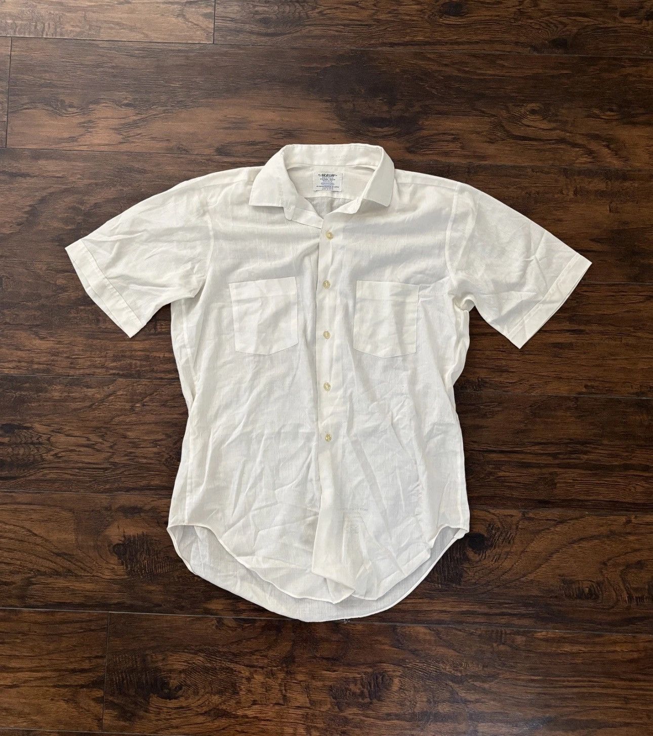 Arrow Vintage 60s Arrow Sanforized Collar Shirt White Workwear Size US M / EU 48-50 / 2 - 1 Thumbnail