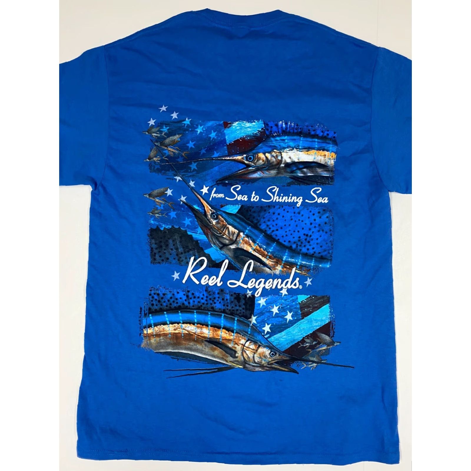 Vintage Reel Legends Shirt mens Medium blue from sea to shining sea Size US M / EU 48-50 / 2 - 6 Thumbnail