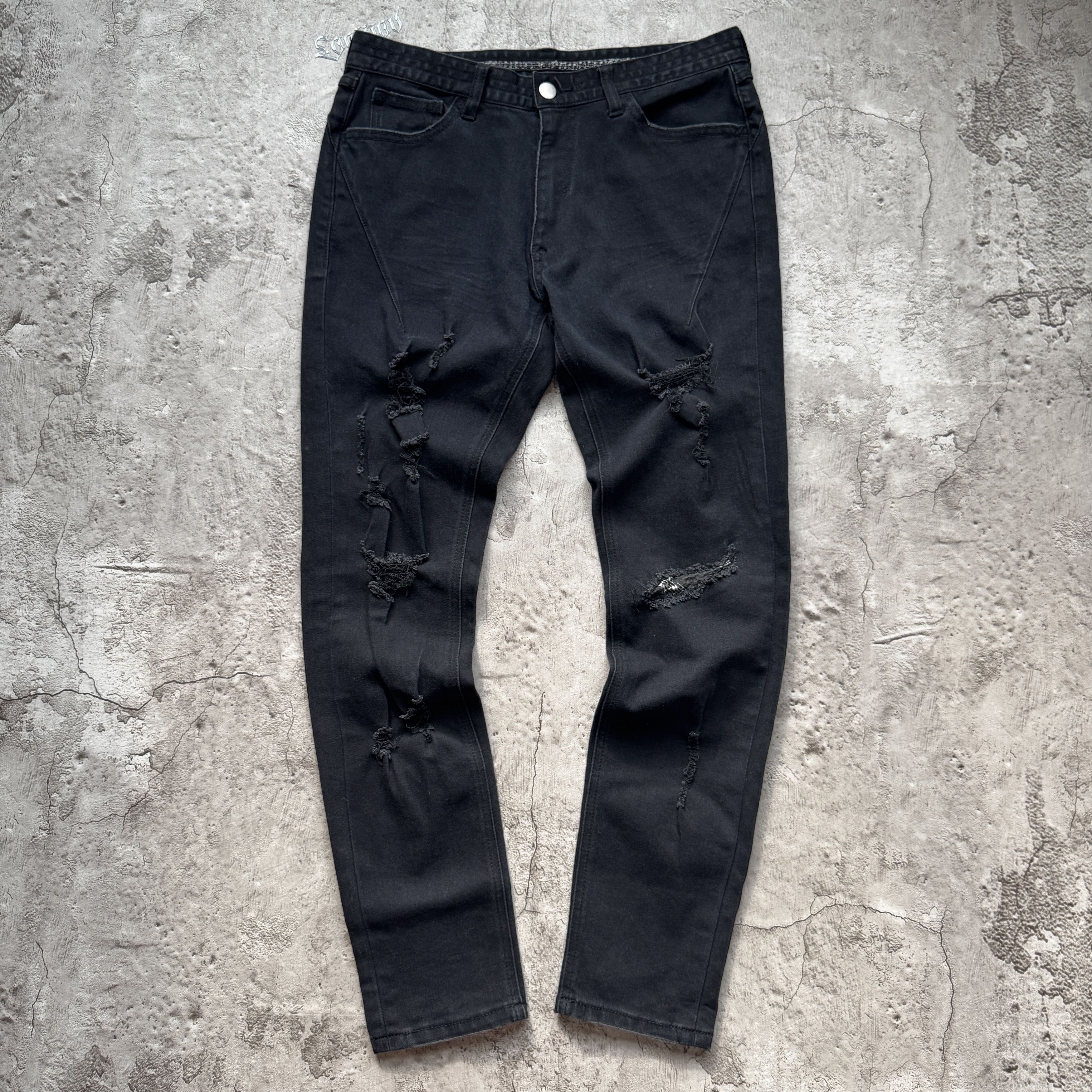 Number (N)ine NUMBER NINE FW06 NOIR COATED BLACK PAIN DENIM JEANS