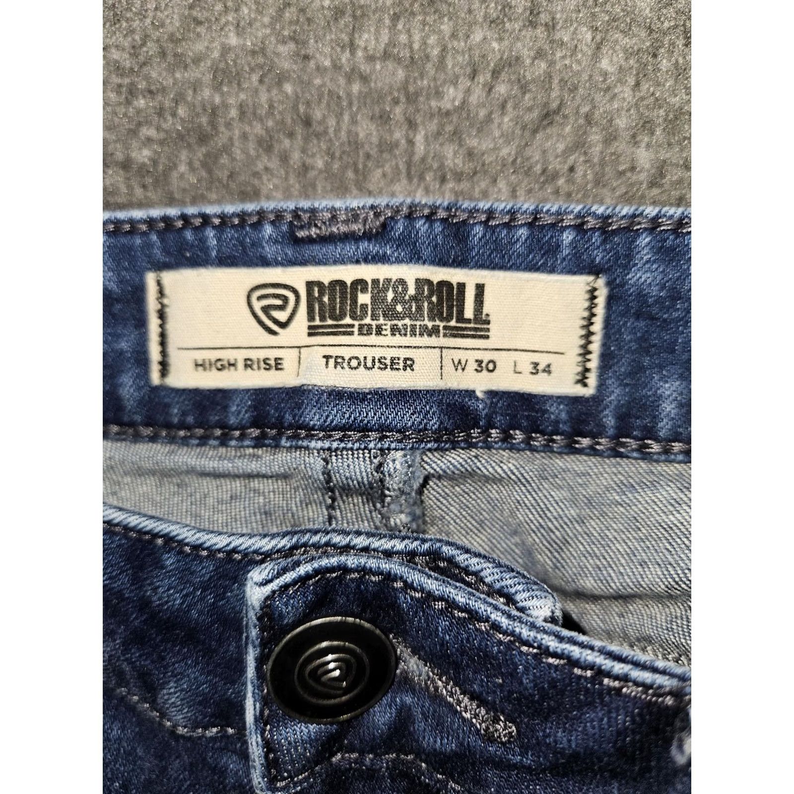 Vintage VINTAGE Rock & Roll Denim Jeans Womens Flared High Rise Trouser Blue 30x34 Stretch Distressed Pockets Hipster Preppy 90s Mens Womens Size 30" / US 8 / IT 44 - 2 Thumbnail