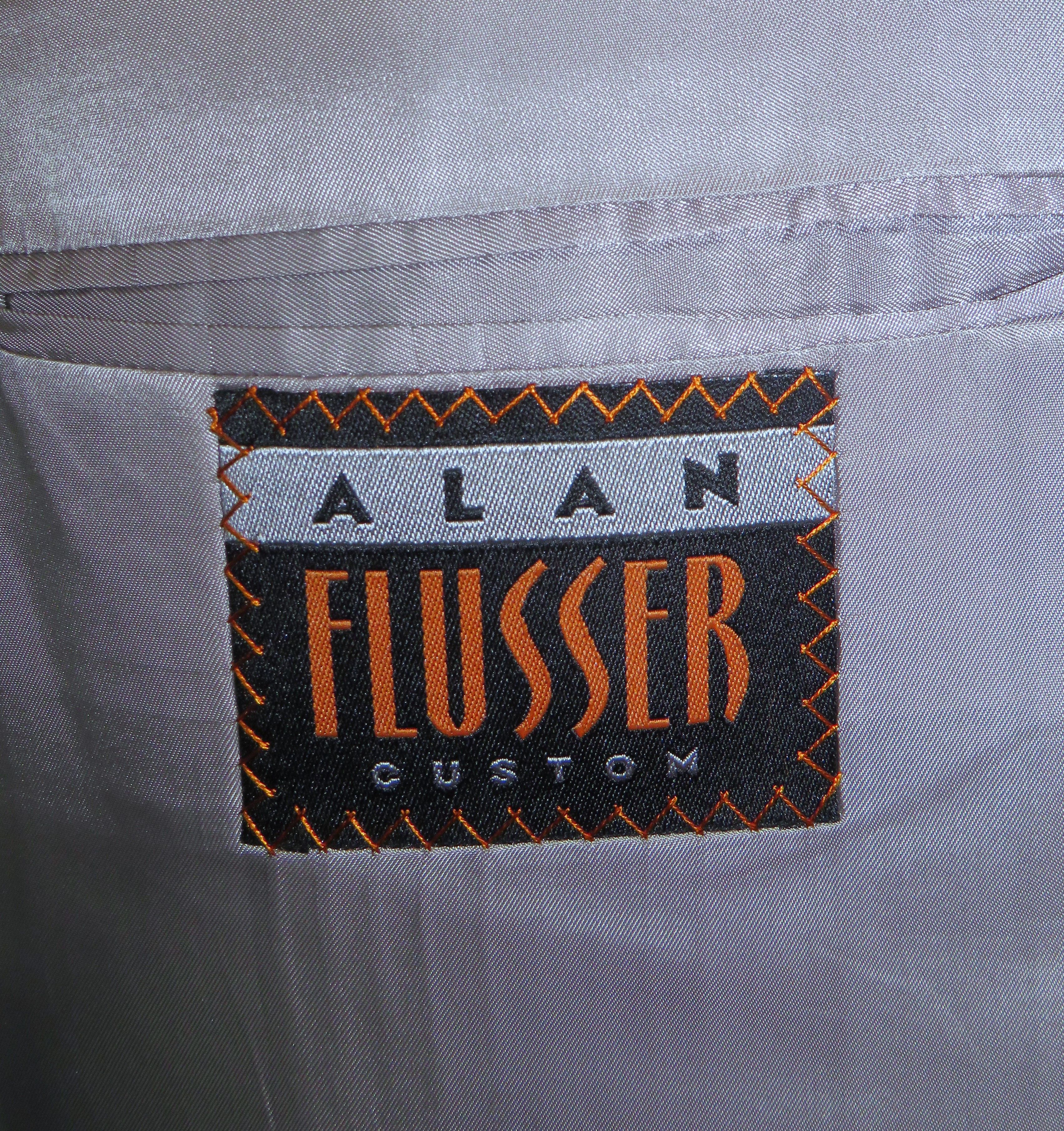 Alan Flusser Gray Stripe Bespoke Peak Lapel Two Button Suit 42R Size 42R - 17 Thumbnail