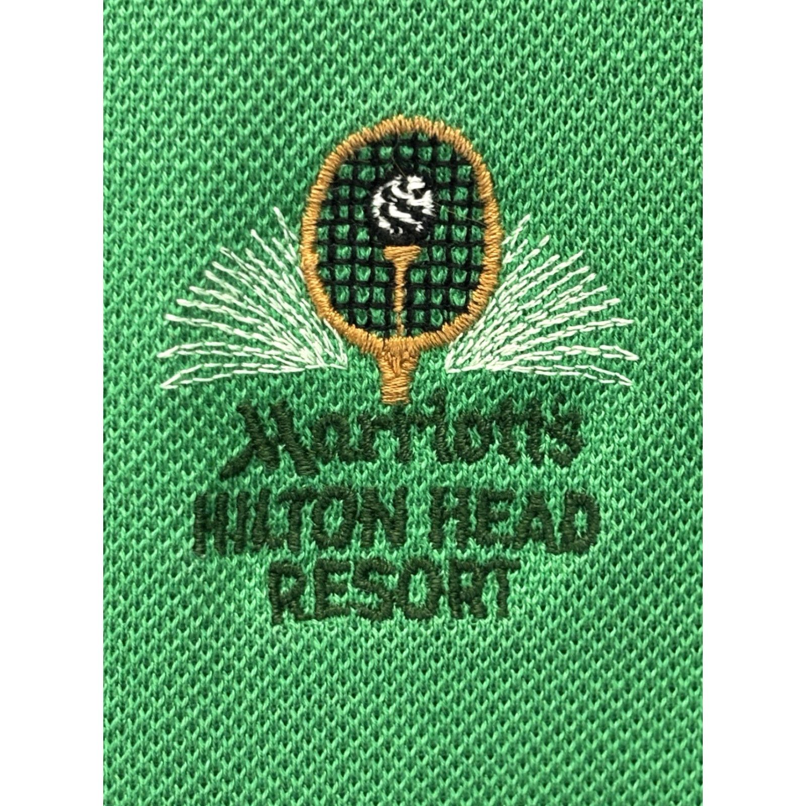 Vintage Vtg Polo Shirt Mens XL Green Embroid 80s Lisle Cotton Pickering Marriott Hilton Head Island Resort Rugby Golf Batting? Size US XL / EU 56 / 4 - 3 Thumbnail