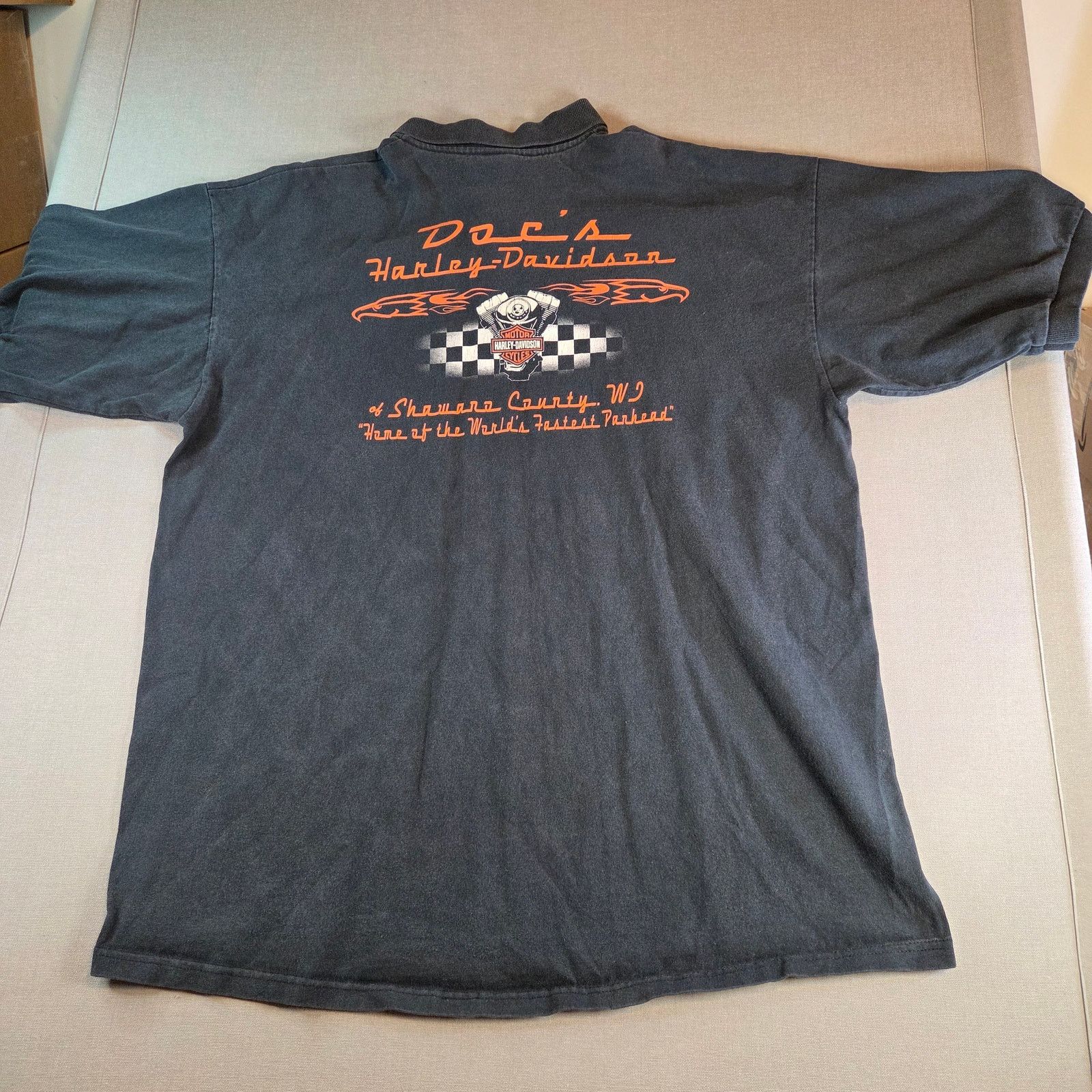 Harley Davidson Vintage Harley Polo 2XL Doc’s Shawano WI Size US XXL / EU 58 / 5 - 1 Thumbnail