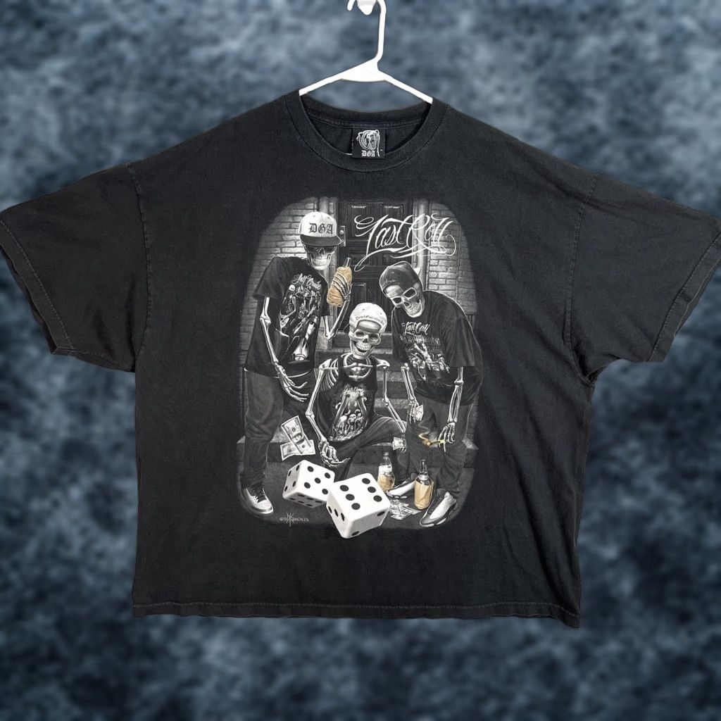 Vintage VINTAGE DGA Hip Hop T Shirt 2000s Adult 4XL Black Graphic Tee Skate Skull Dice Mens Size US XL / EU 56 / 4 - 1 Thumbnail