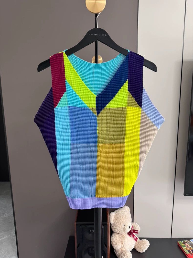 Issey Miyake Issey Miyake Color Block Pleated Vest - dmc Size US M / EU 48-50 / 2 - 1 Thumbnail