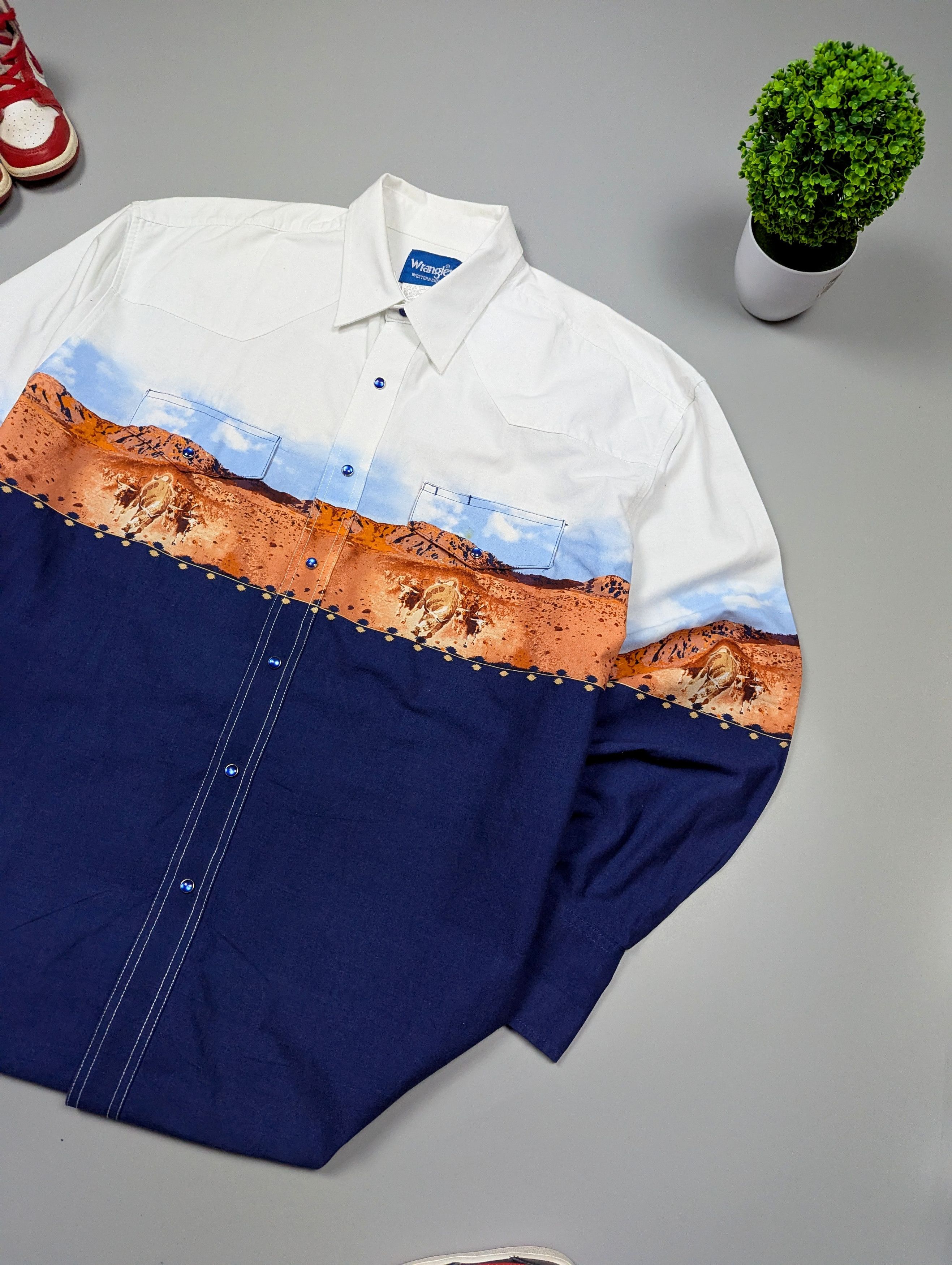 Vintage × Wrangler WRANGLER Vintage Mens Western American Shirt With Buffaloes Size US XL / EU 56 / 4 - 2 Thumbnail
