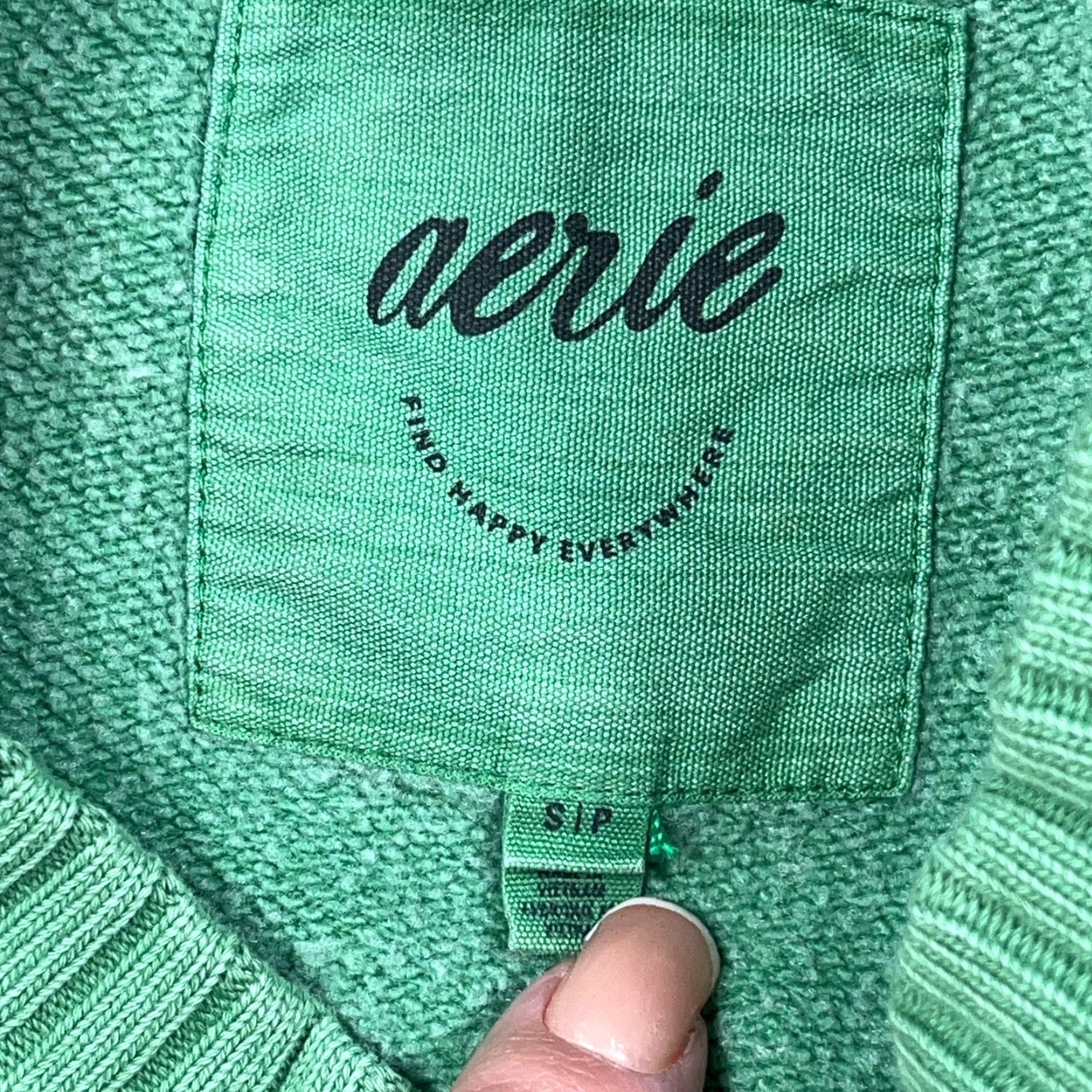 Vintage Aerie Sweatshirt Women Small Green Crewneck Pullover Logo Embroidered Oversized Casual Activewear Size S / US 4 / IT 40 - 3 Thumbnail