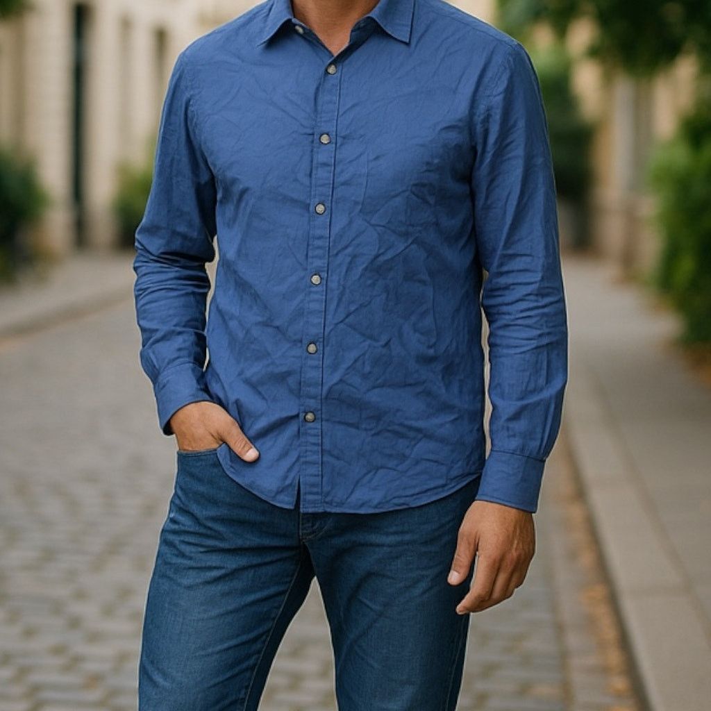 Theory Theory Long Sleeve Button Up Dress Shirt Blue Collared Sz 15 Size US S / EU 44-46 / 1 - 1 Thumbnail
