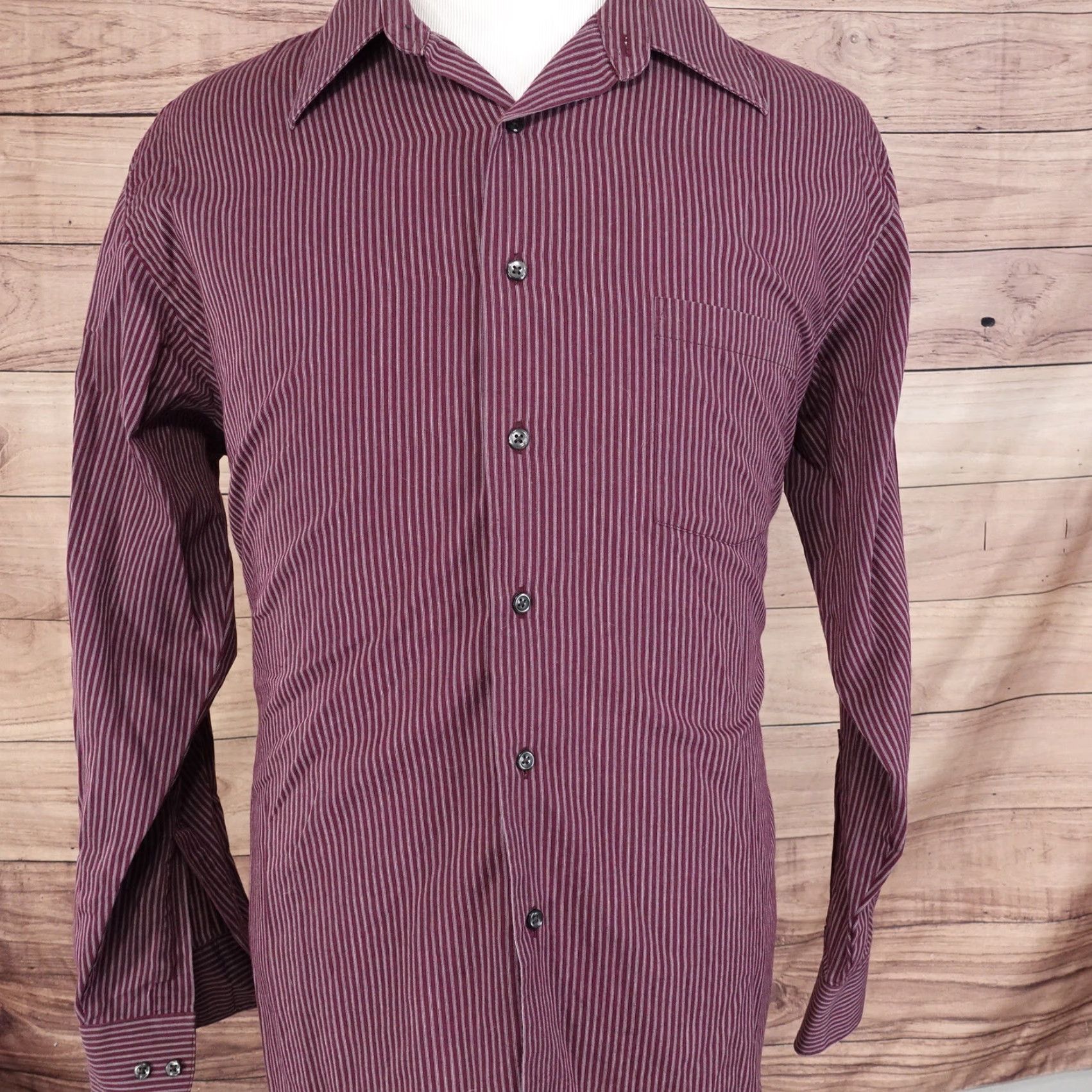 Van Heusen VAN HEUSEN Men's Dress Shirt Long Sleeve Cotton Striped 18 Multicolor Business Casual Formal Wedding 2XL Size 48R - 3 Thumbnail