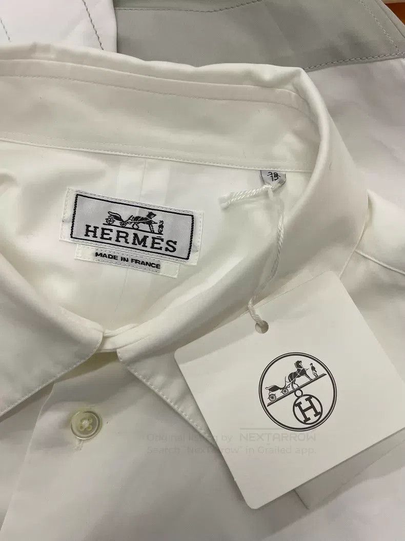 Hermes Hermes White and Grey Mixed Shirt Size XS / US 0-2 / IT 36-38 - 3 Thumbnail